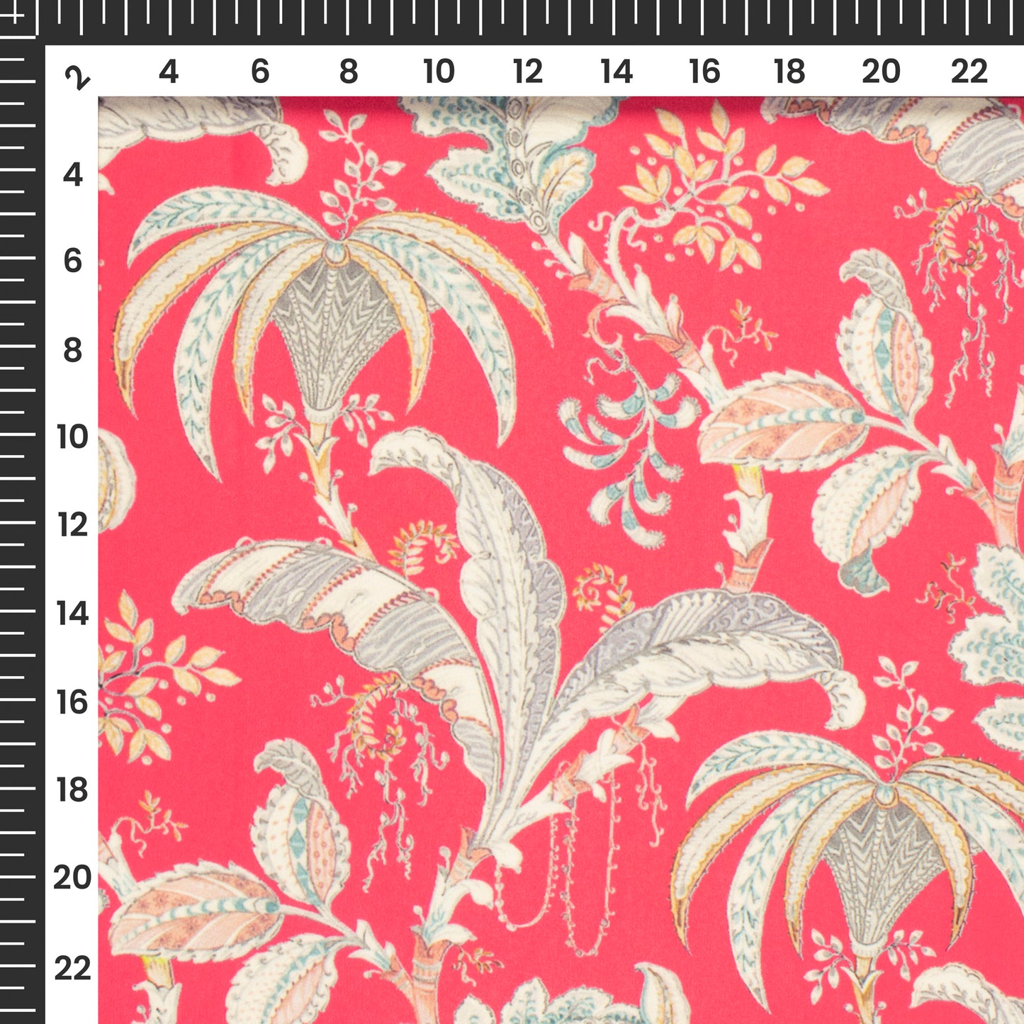 Hot Pink Floral Digital Print Butter Crepe Fabric