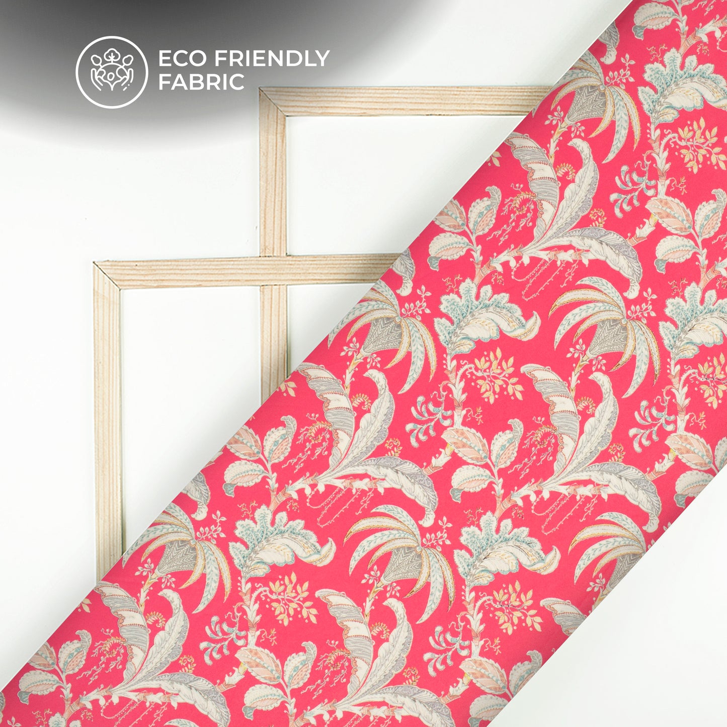 Hot Pink Floral Digital Print Butter Crepe Fabric