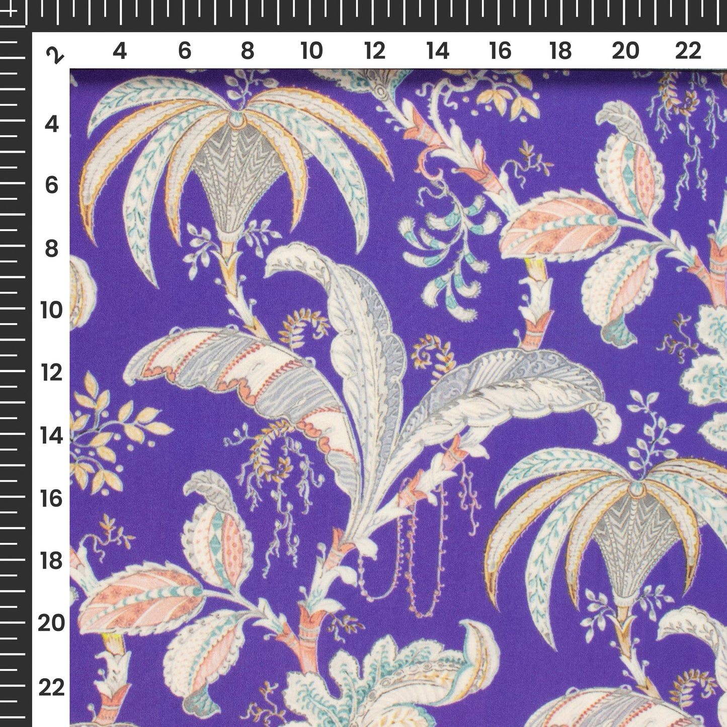 Slate blue Floral Digital Print Butter Crepe Fabric