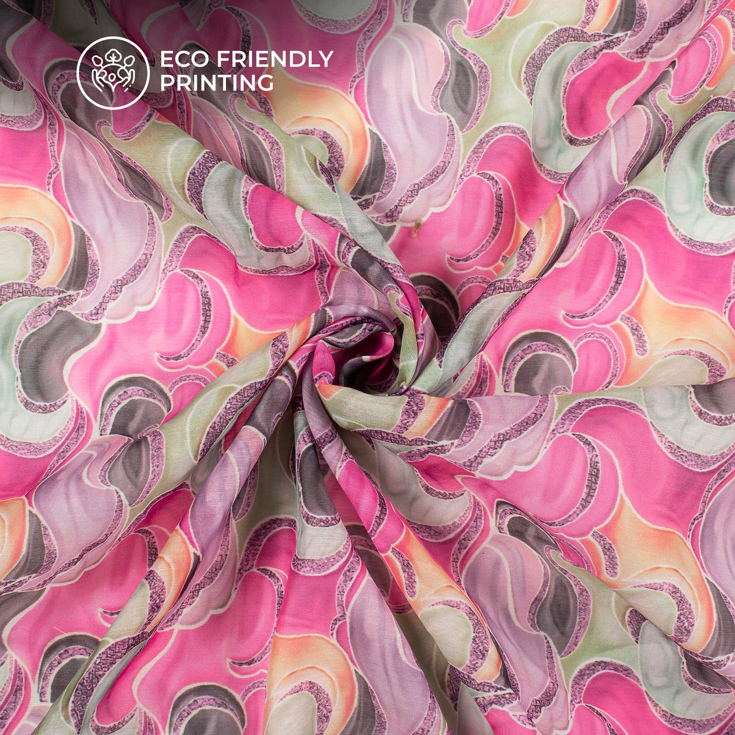 Fuscia Pink Quirky Digital Print Chanderi Fabric
