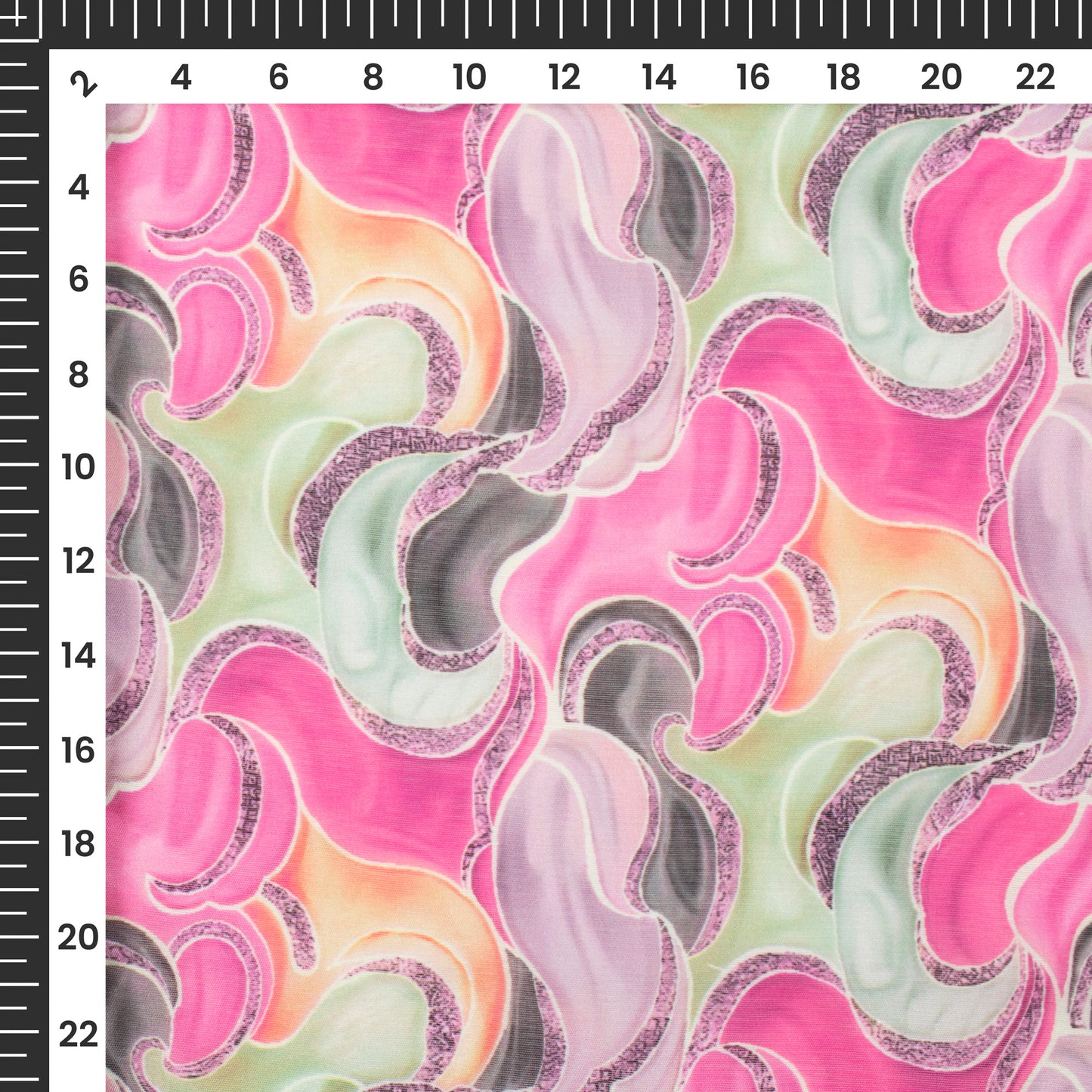 Fuscia Pink Quirky Digital Print Chanderi Fabric