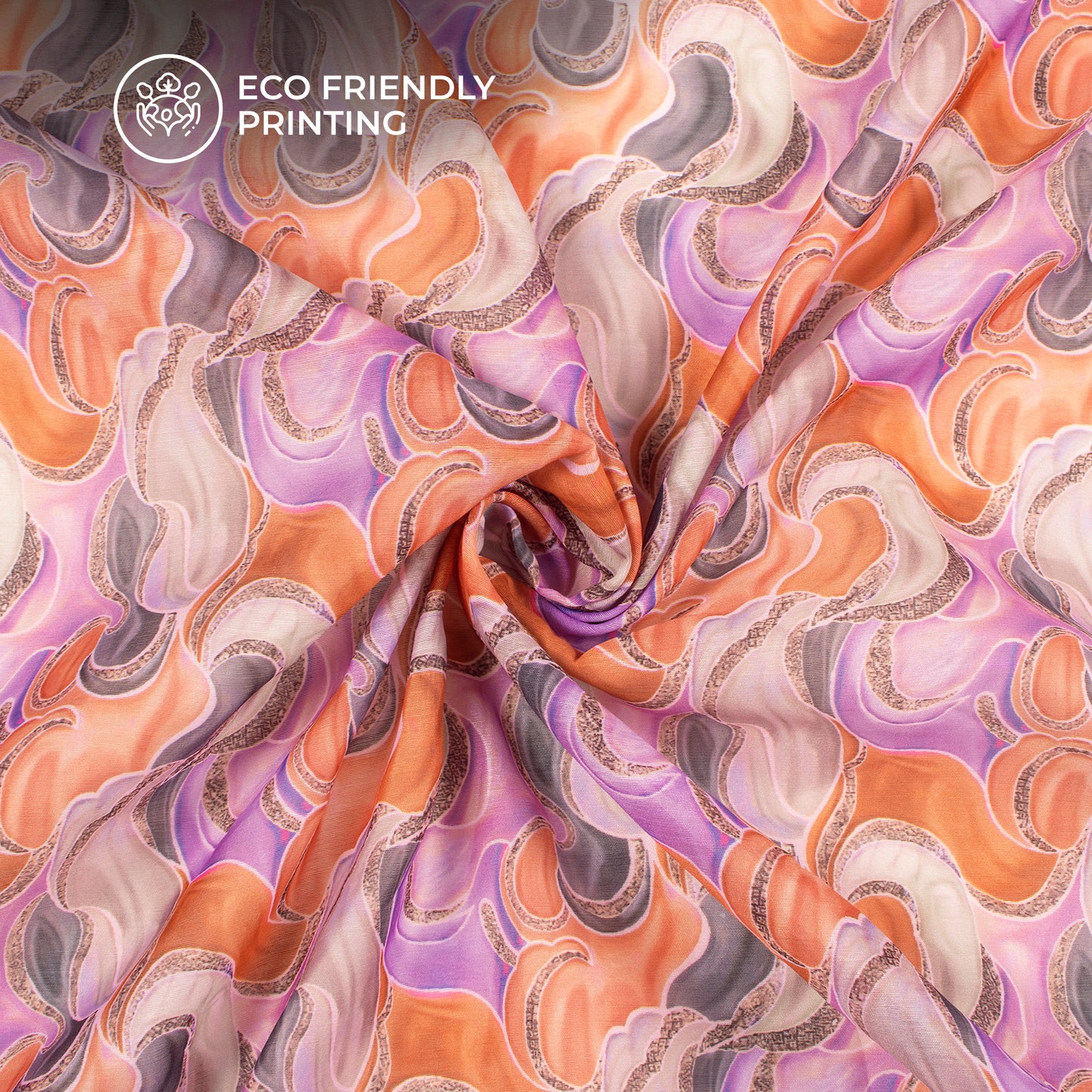 Lavender Purple Quirky Digital Print Chanderi Fabric