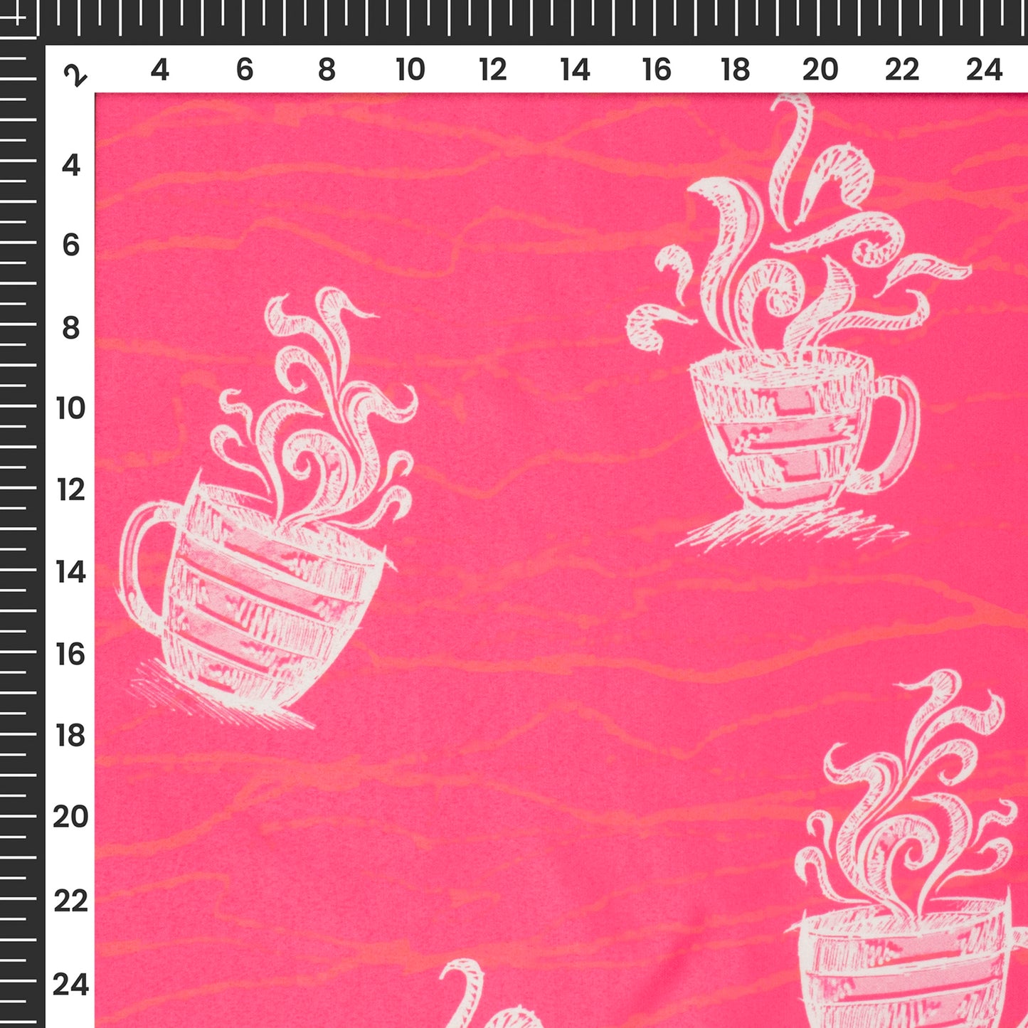 Fuscia Pink Quirky Digital Print Charmeuse Satin Fabric (Width 58 Inches)