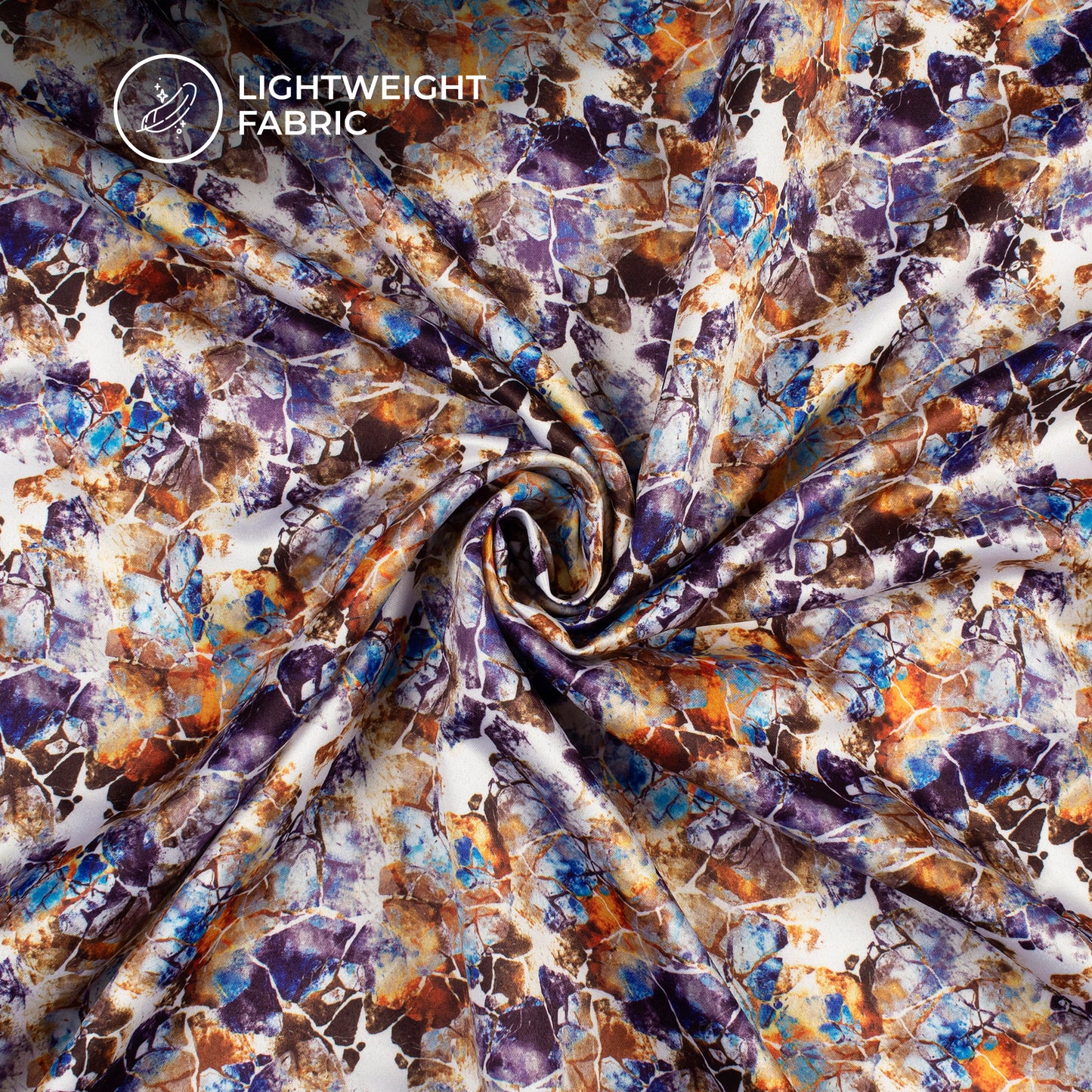 Multi-Color Abstract Digital Print Charmeuse Satin Fabric (Width 58 Inches)