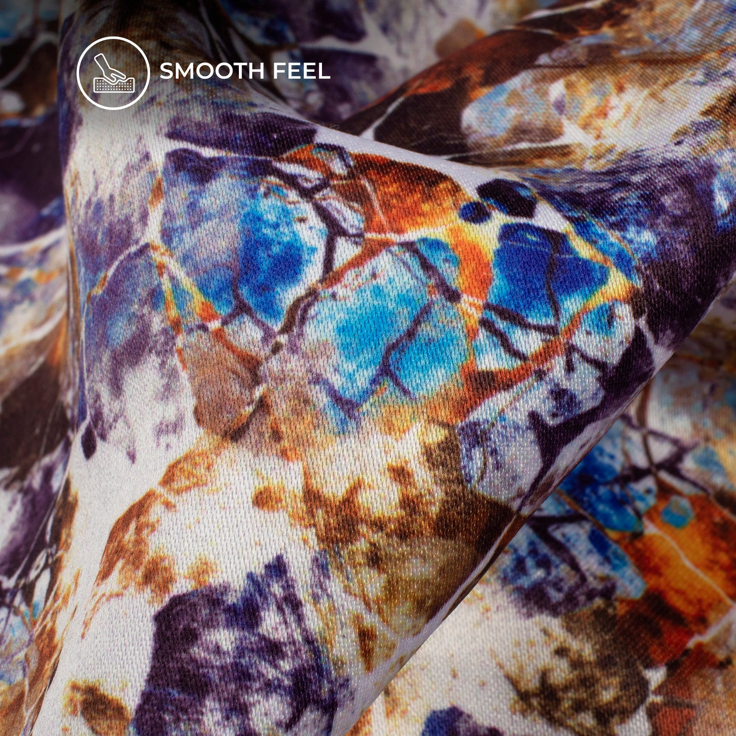 Multi-Color Abstract Digital Print Charmeuse Satin Fabric (Width 58 Inches)