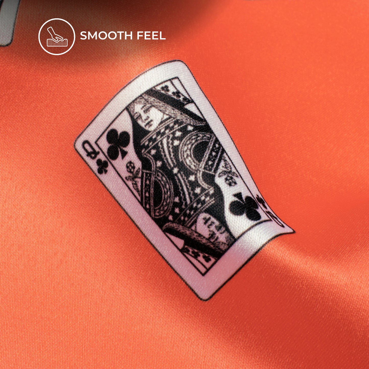 Fire Orange Quirky Digital Print Charmeuse Satin Fabric (Width 58 Inches)