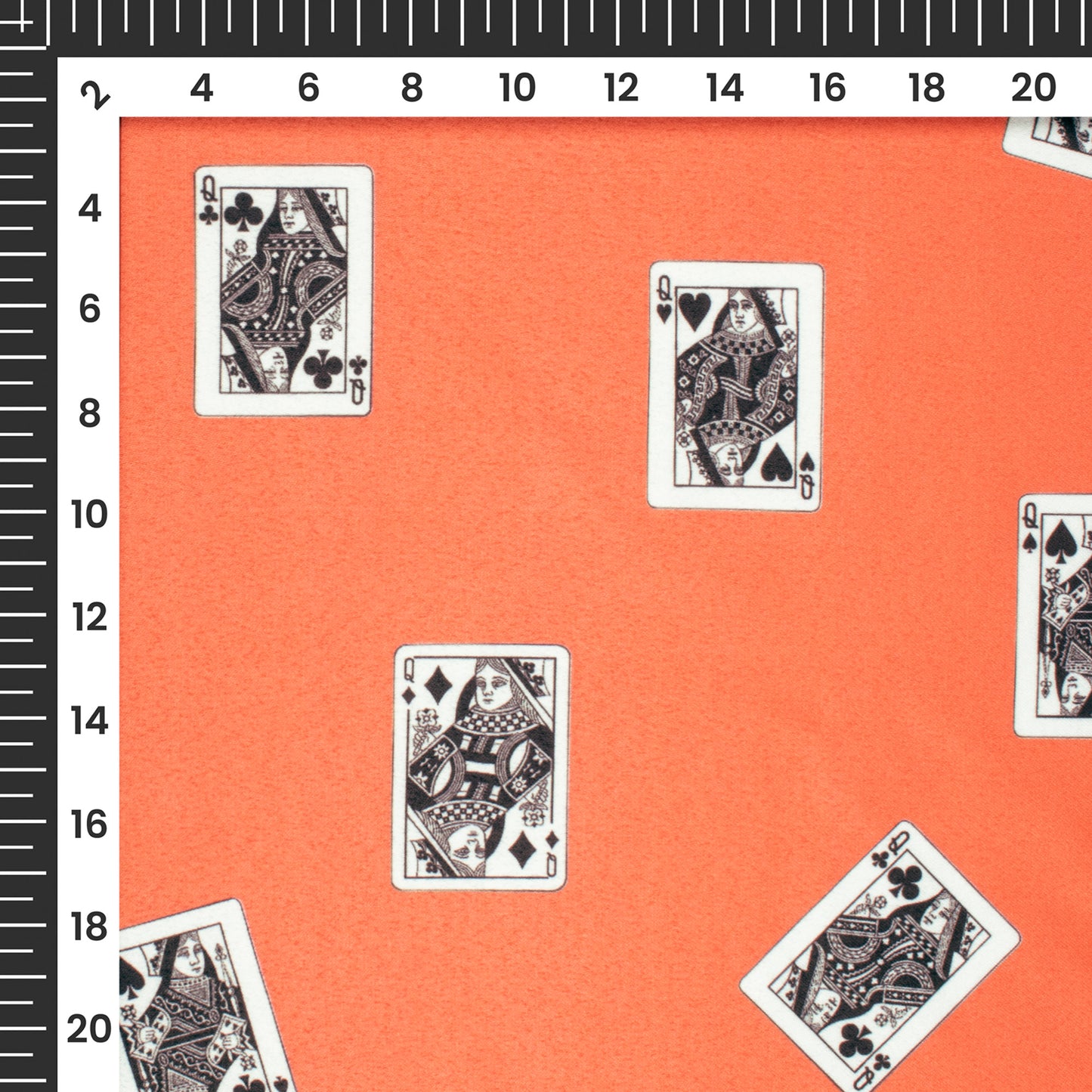 Fire Orange Quirky Digital Print Charmeuse Satin Fabric (Width 58 Inches)