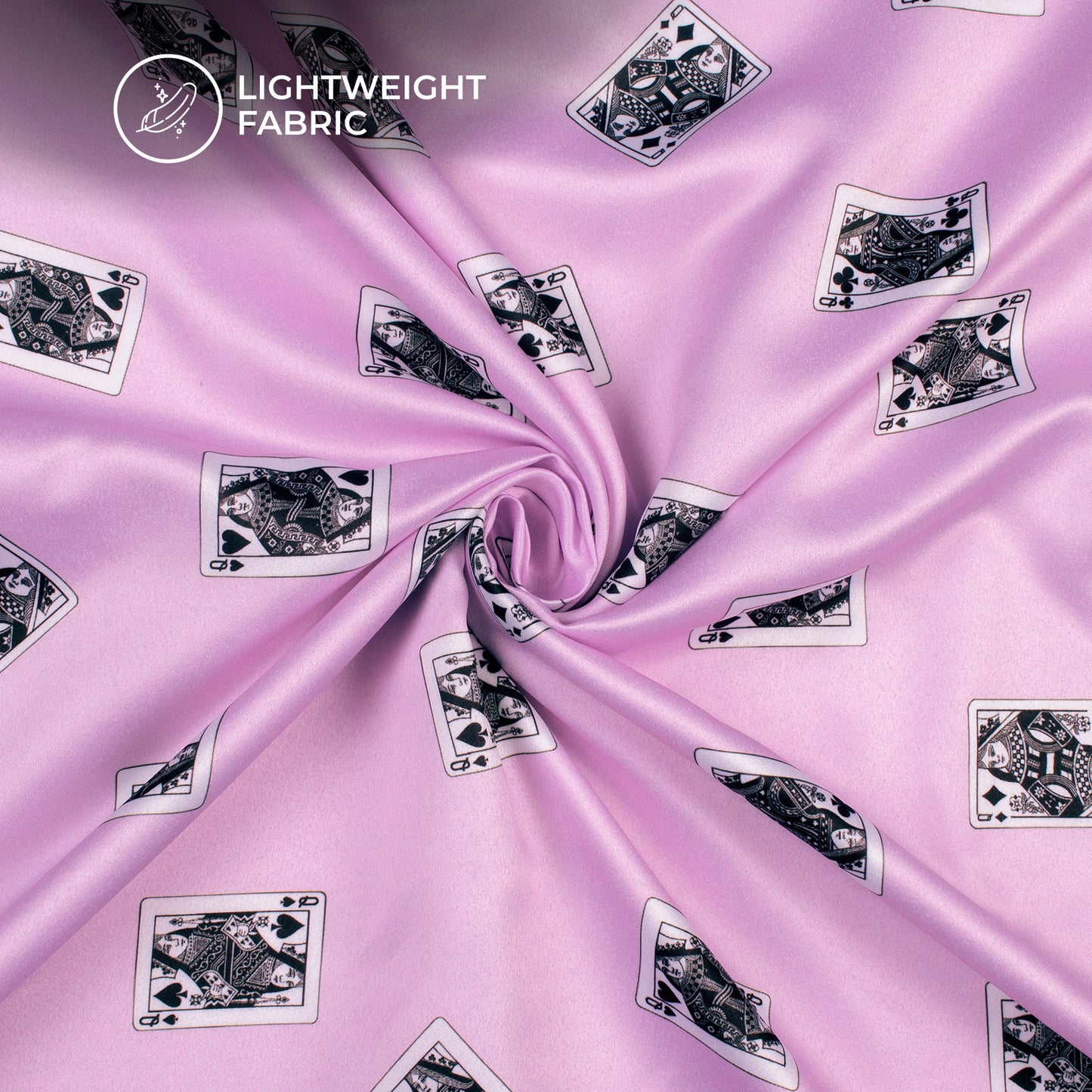 Lavender Purple Quirky Digital Print Charmeuse Satin Fabric (Width 58 Inches)