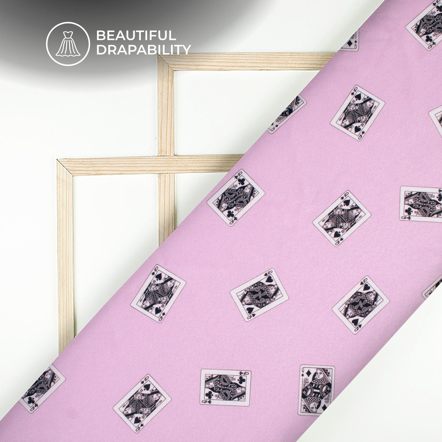 Lavender Purple Quirky Digital Print Charmeuse Satin Fabric (Width 58 Inches)