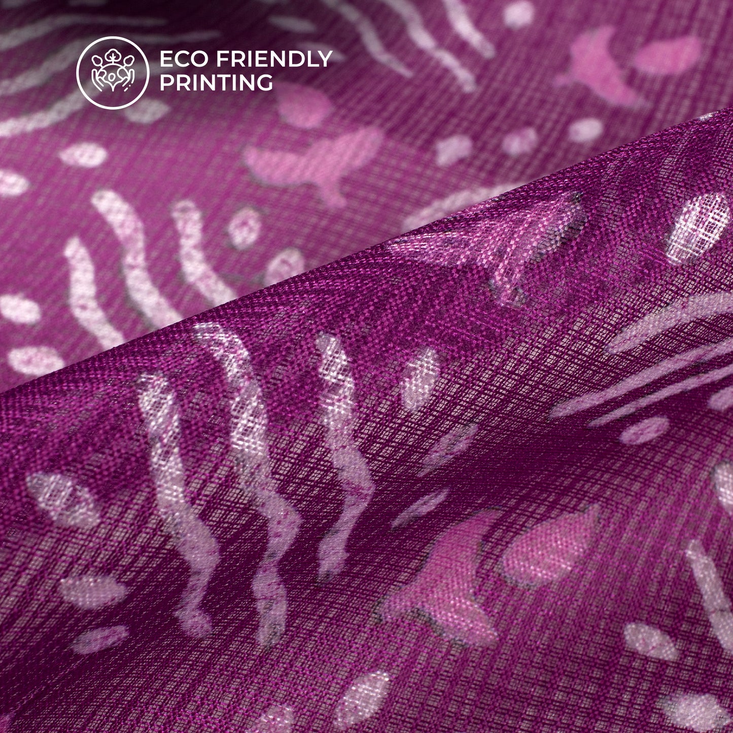 Violet purple Bandhanii Digital Print Kota Doria Fabric