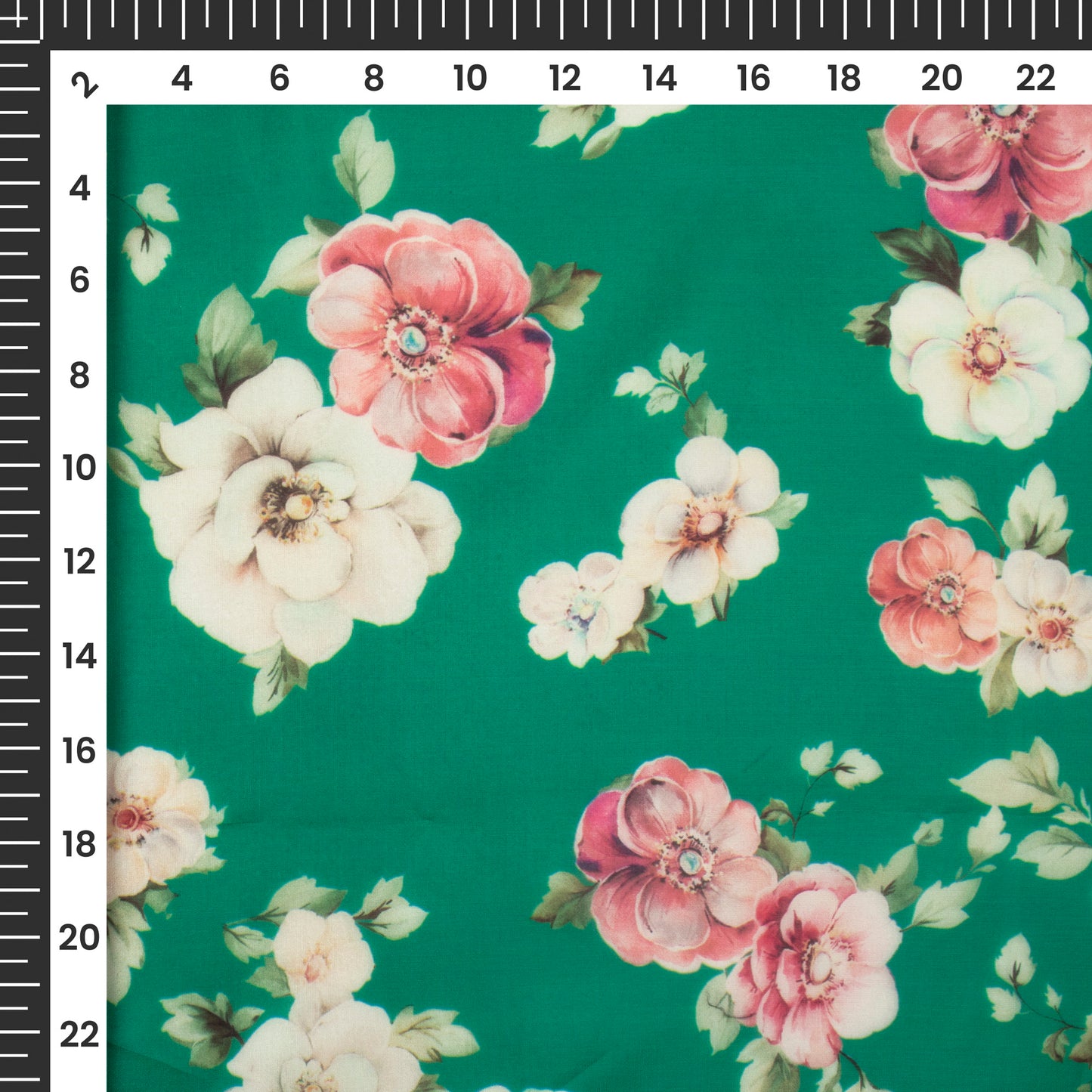 Castleton Green Floral Digital Print Organza Satin Fabric
