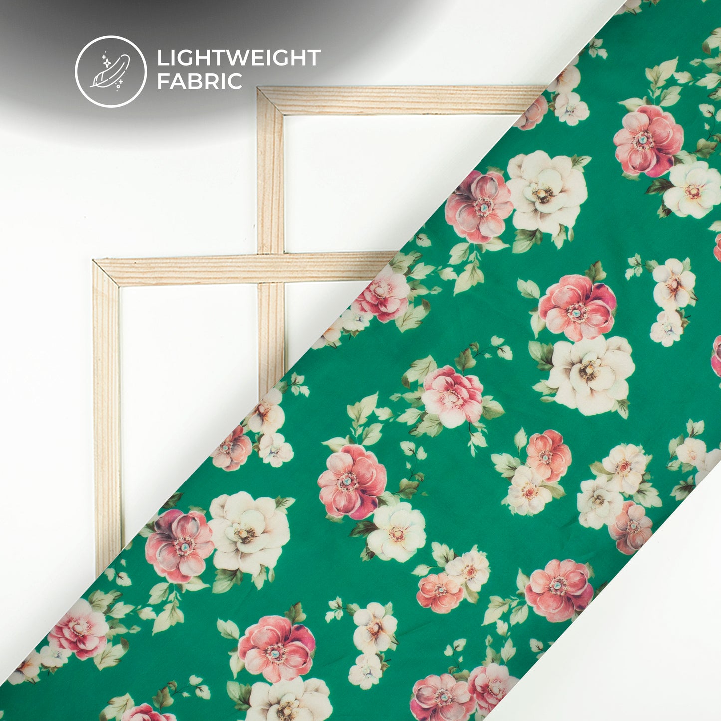 Castleton Green Floral Digital Print Organza Satin Fabric