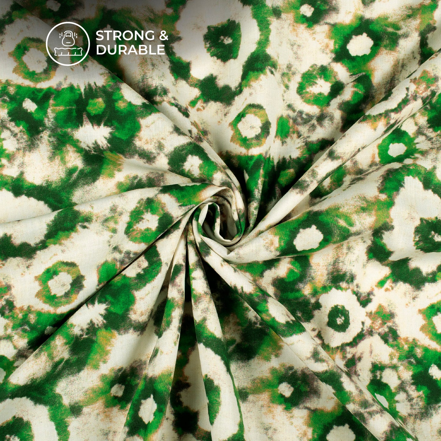 Parakeet Green Tye And Dye Digital Print Linen Textured Fabric (Width 56 Inches)