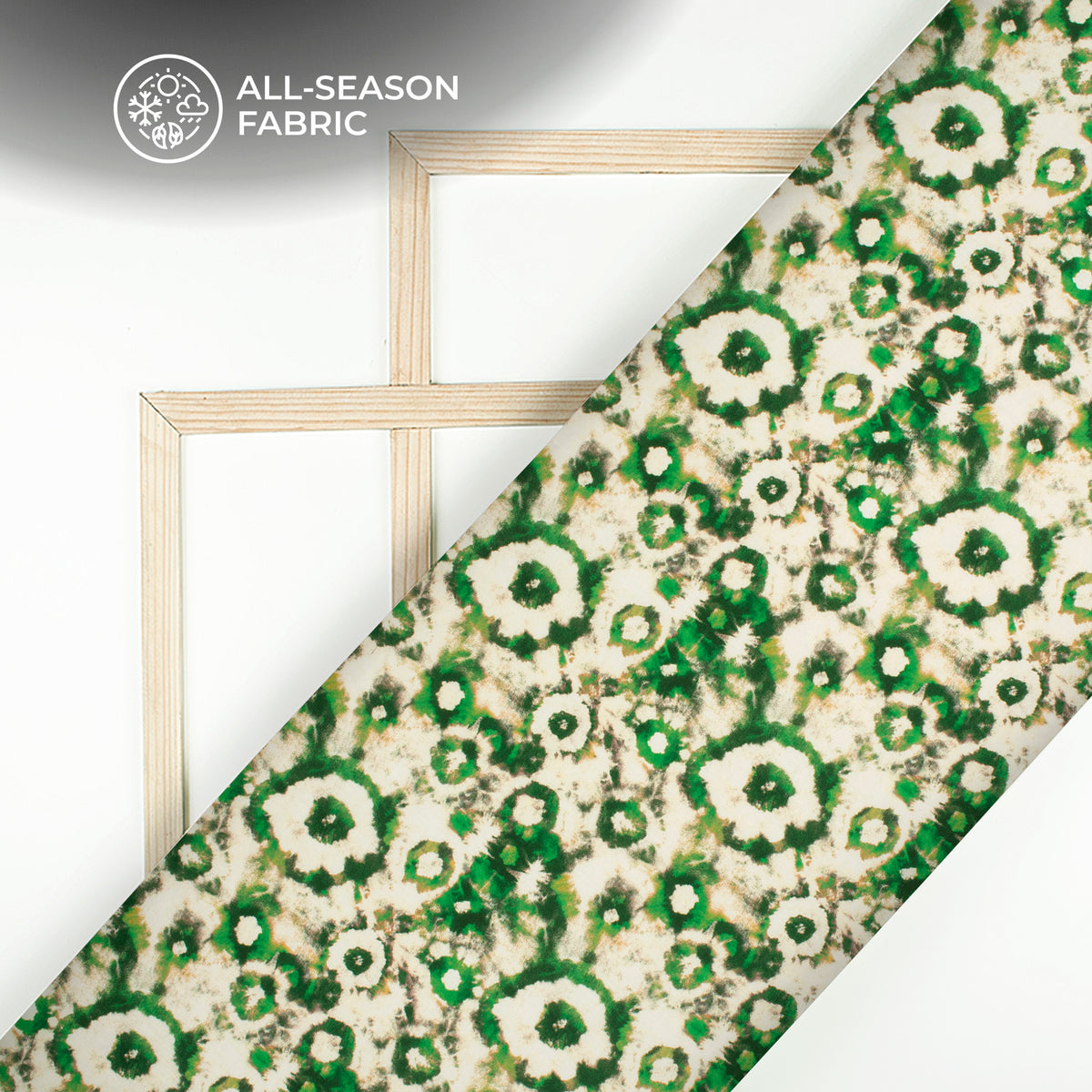 Parakeet Green Tie And Dye Digital Print Linen Textured Fabric (Width 56 Inches)