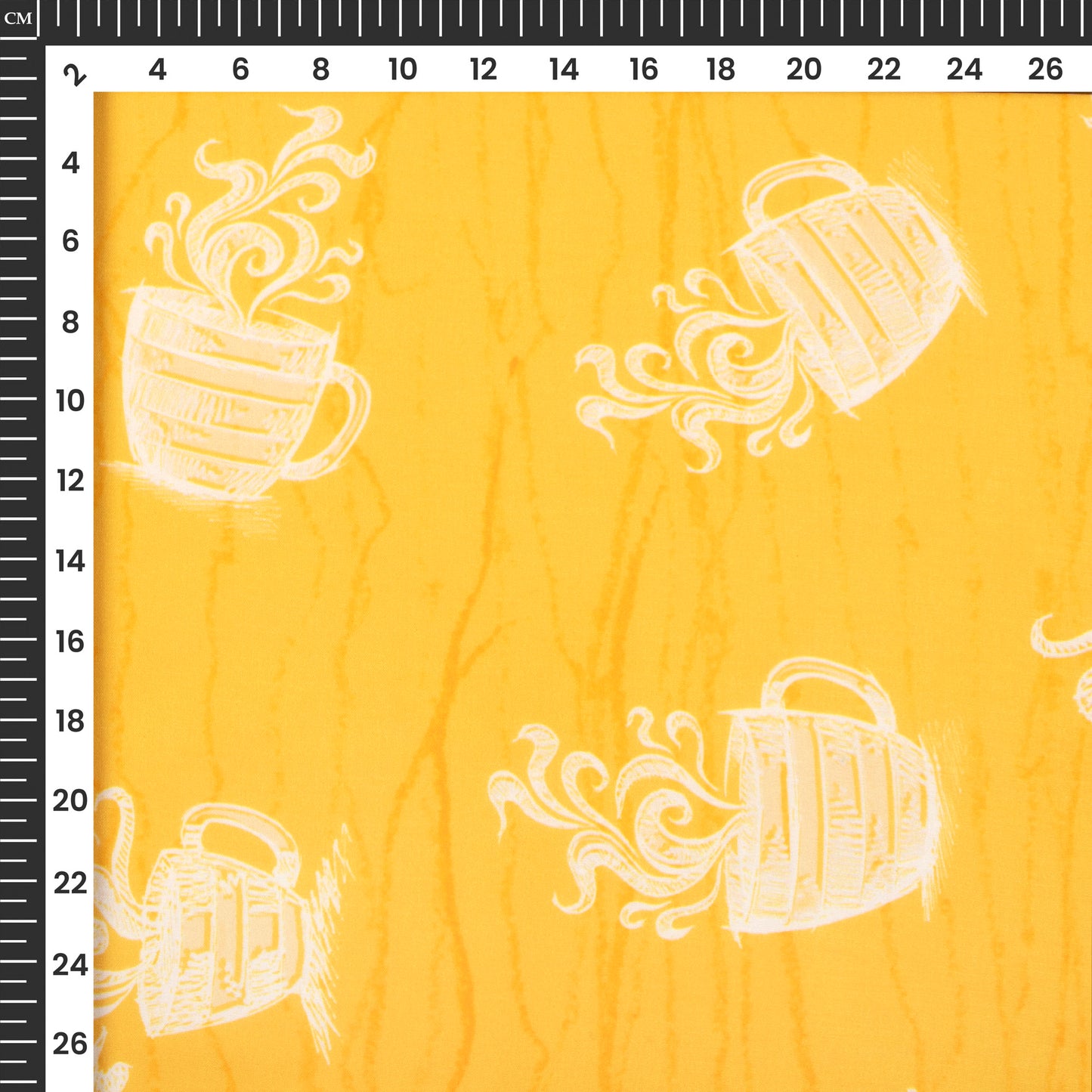 Yellow Quirky Pattern Digital Print Muslin Fabric