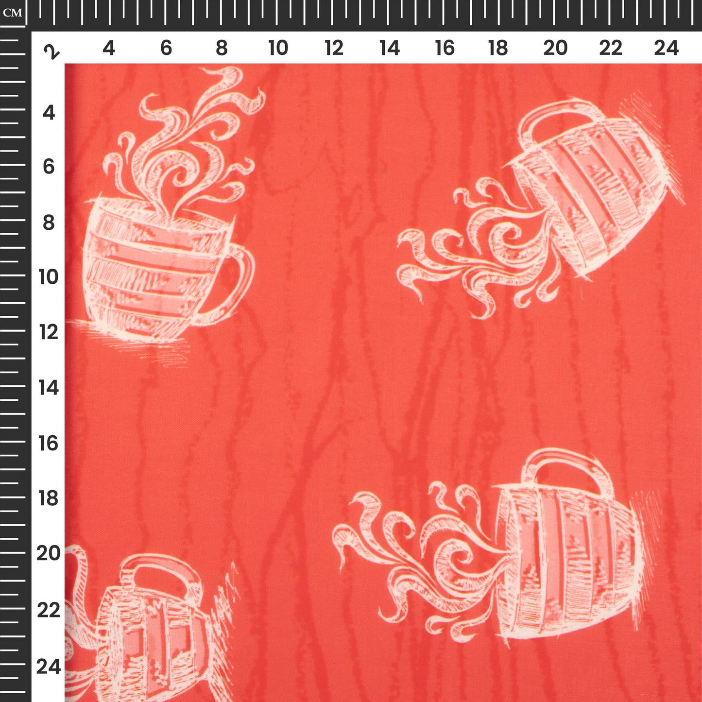Orange Quirky Pattern Digital Print Muslin Fabric