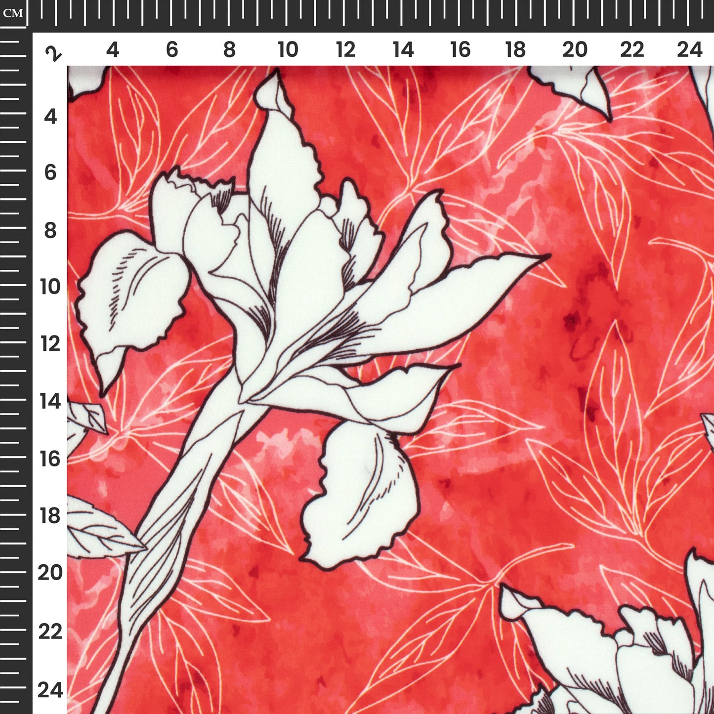 Scarlet Floral Pattern Digital Print Muslin Fabric