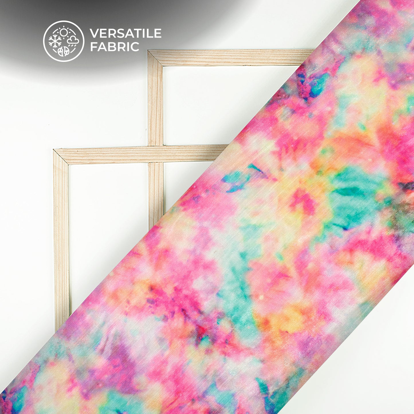 Pink Tye And Dye Pattern Digital Print Silk Satin Fabric