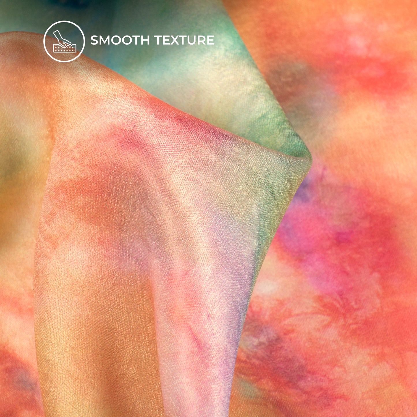 Multi-Color Tye And Dye Digital Print Lush Satin Fabric