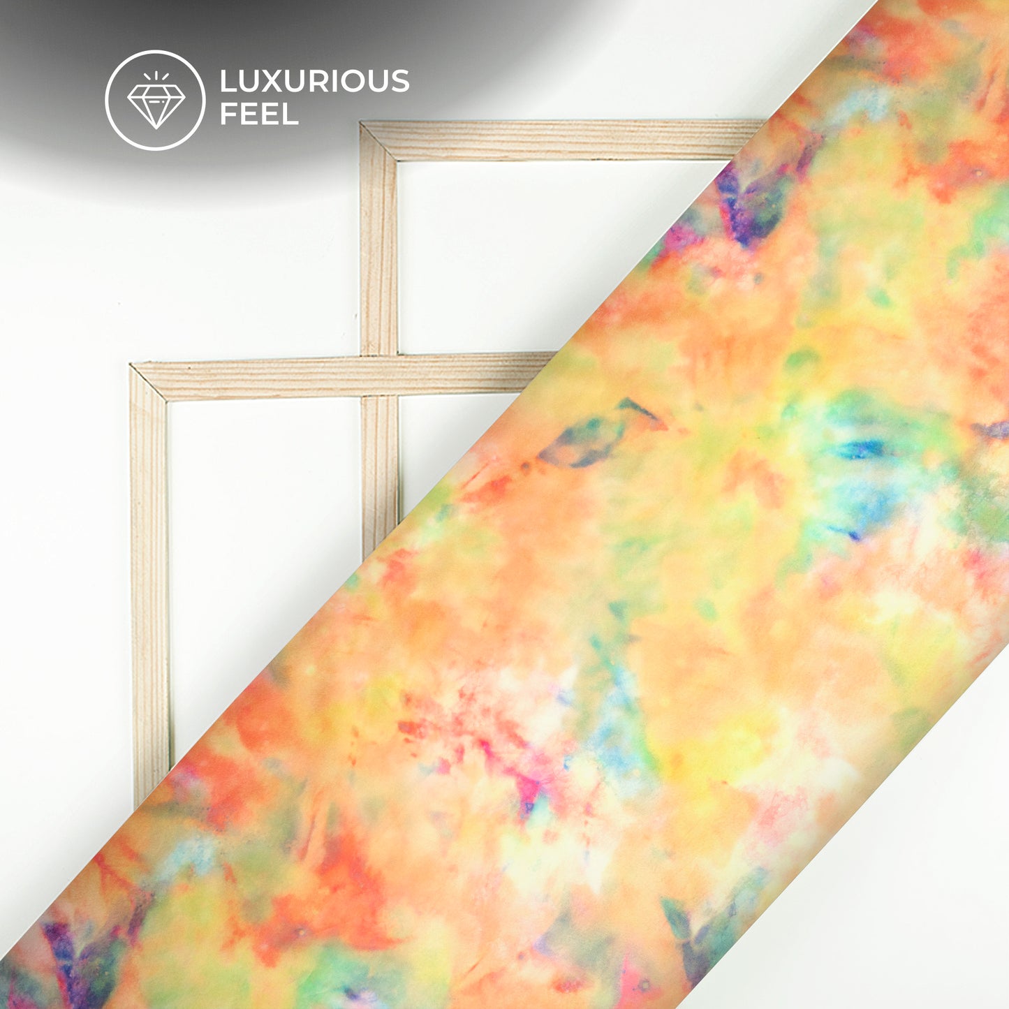 Multi-Color Tye And Dye Digital Print Lush Satin Fabric
