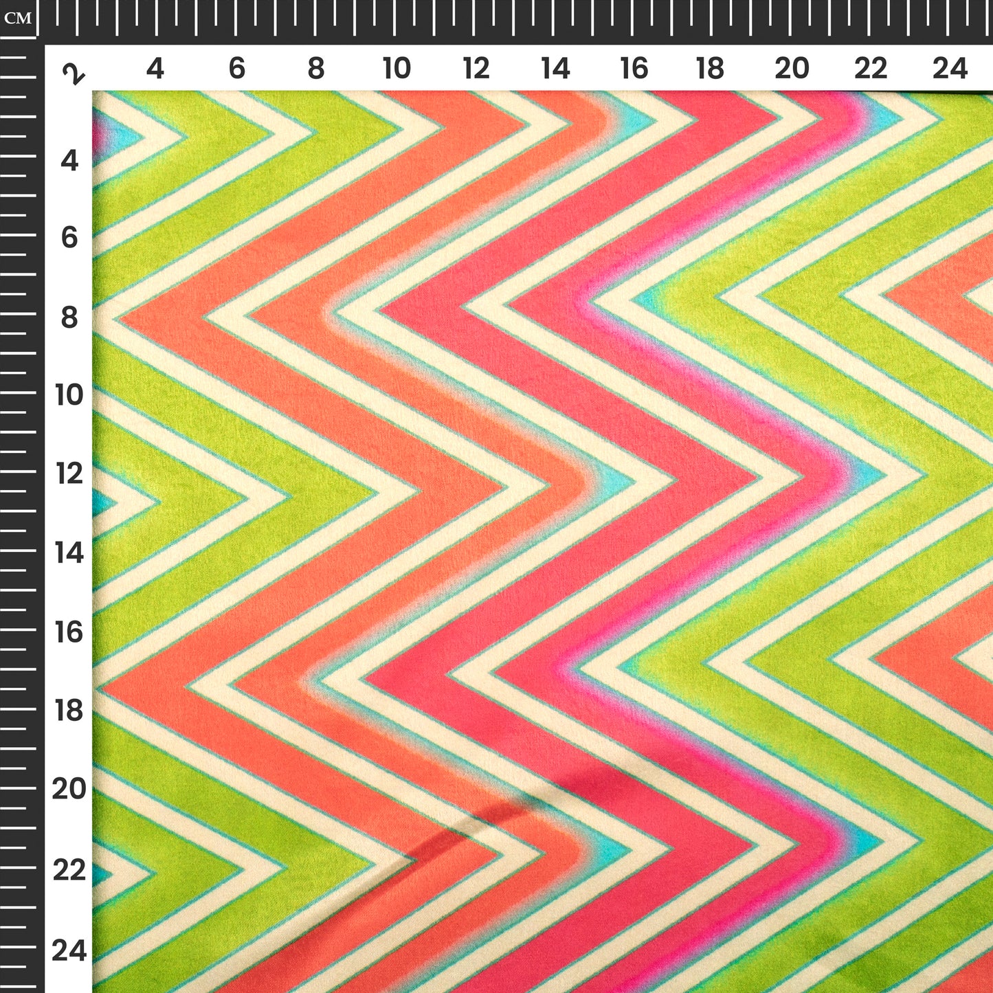 Pear Green Chevron Digital Print Lush Satin Fabric