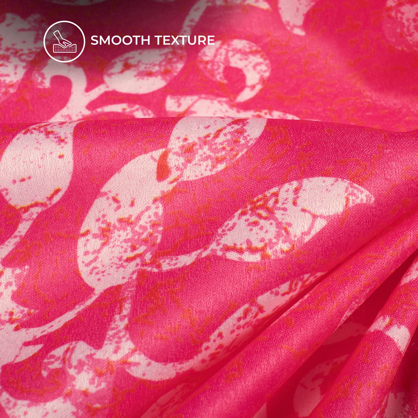Fuscia Pink Floral Digital Print Lush Satin Fabric
