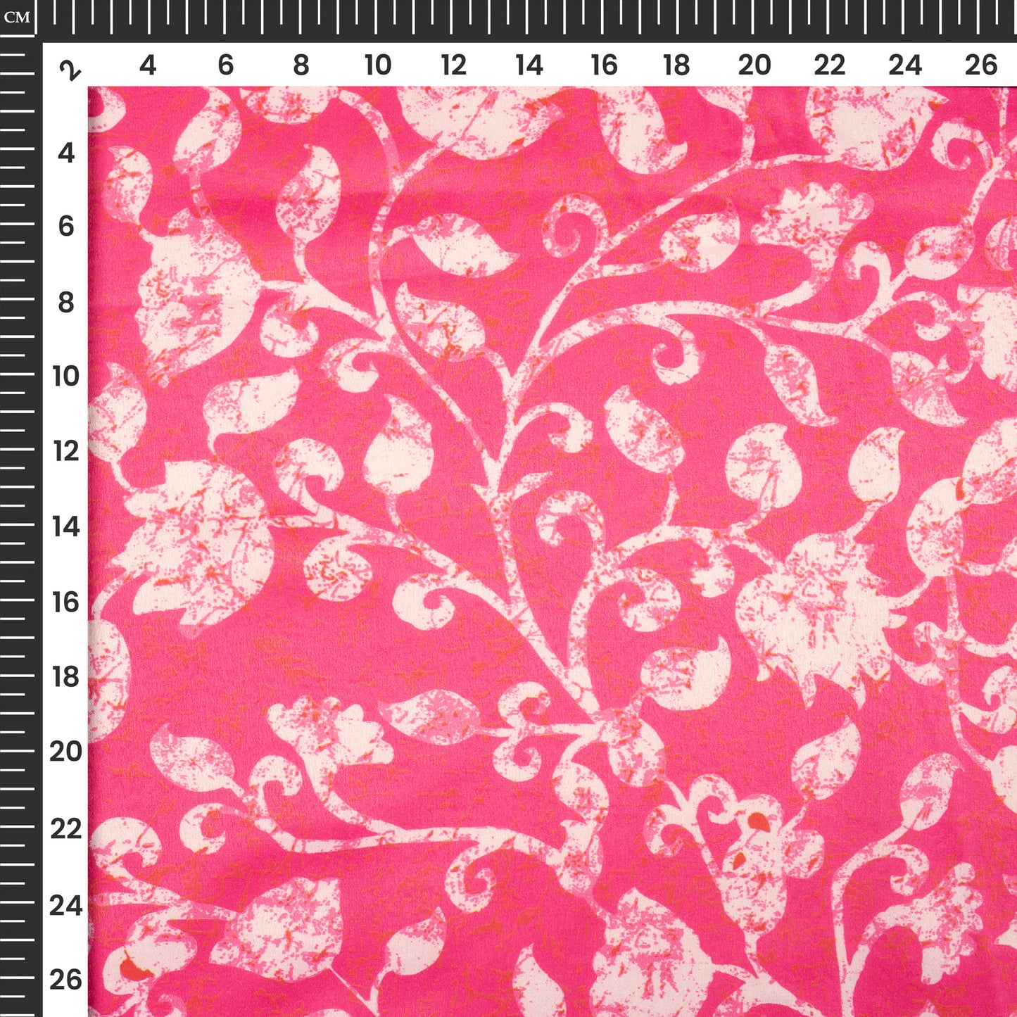 Fuscia Pink Floral Digital Print Lush Satin Fabric