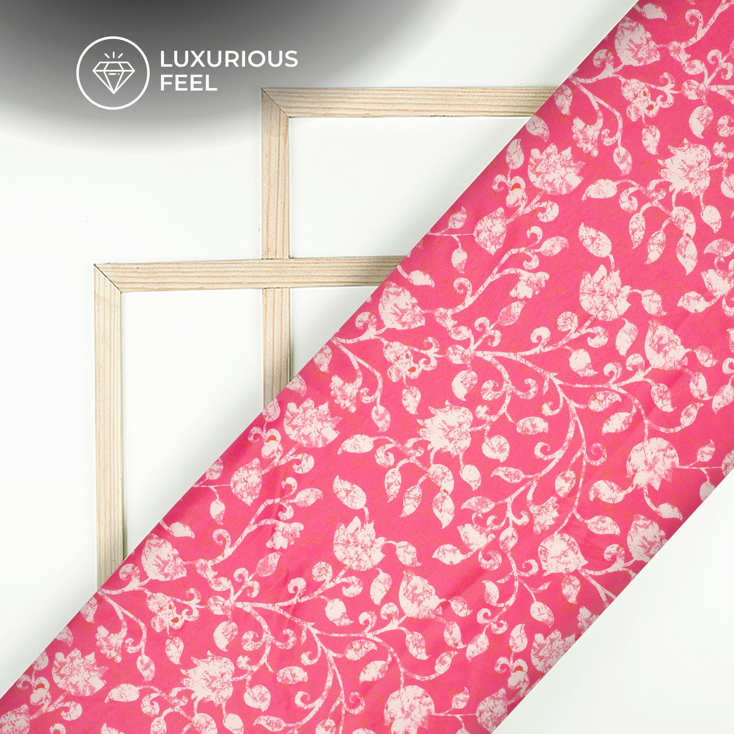 Fuscia Pink Floral Digital Print Lush Satin Fabric