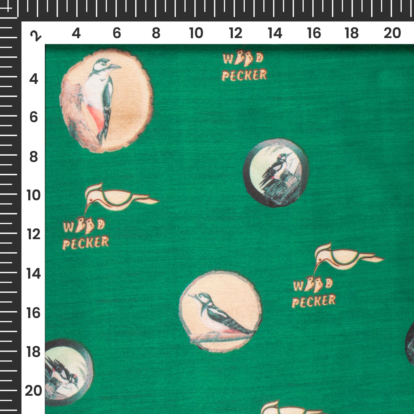 Castleton Green Bird Digital Print Japan Satin Fabric