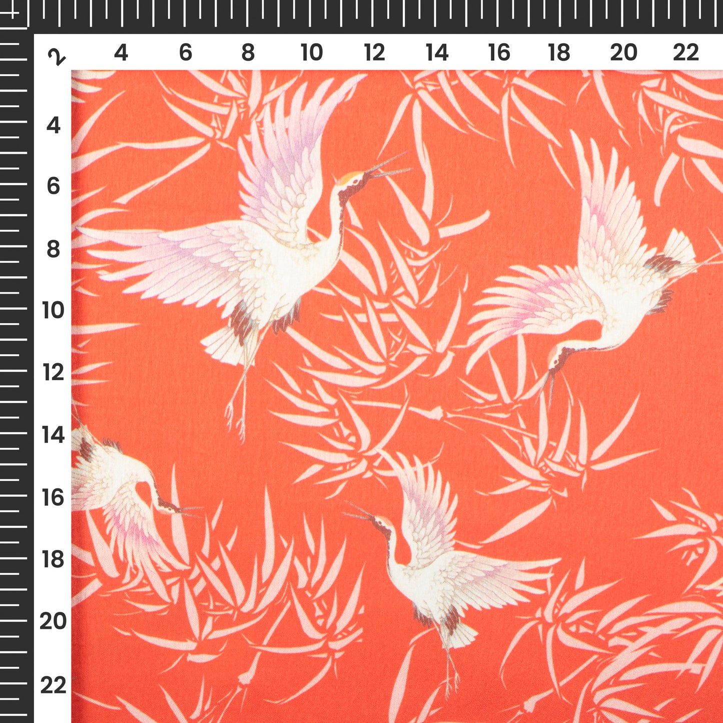 Rose Red Bird Digital Print Japan Satin Fabric