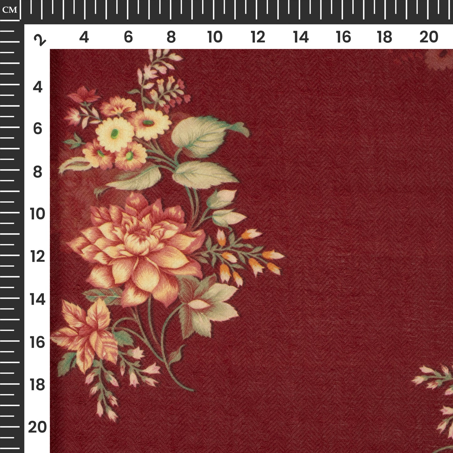 Ruby Red Digital Print Blend Pashmina Fabric