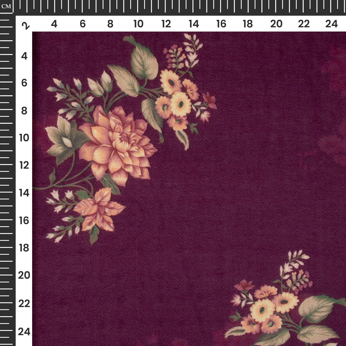 Byzantinm Purple Floral Digital Print Blend Pashmina Fabric