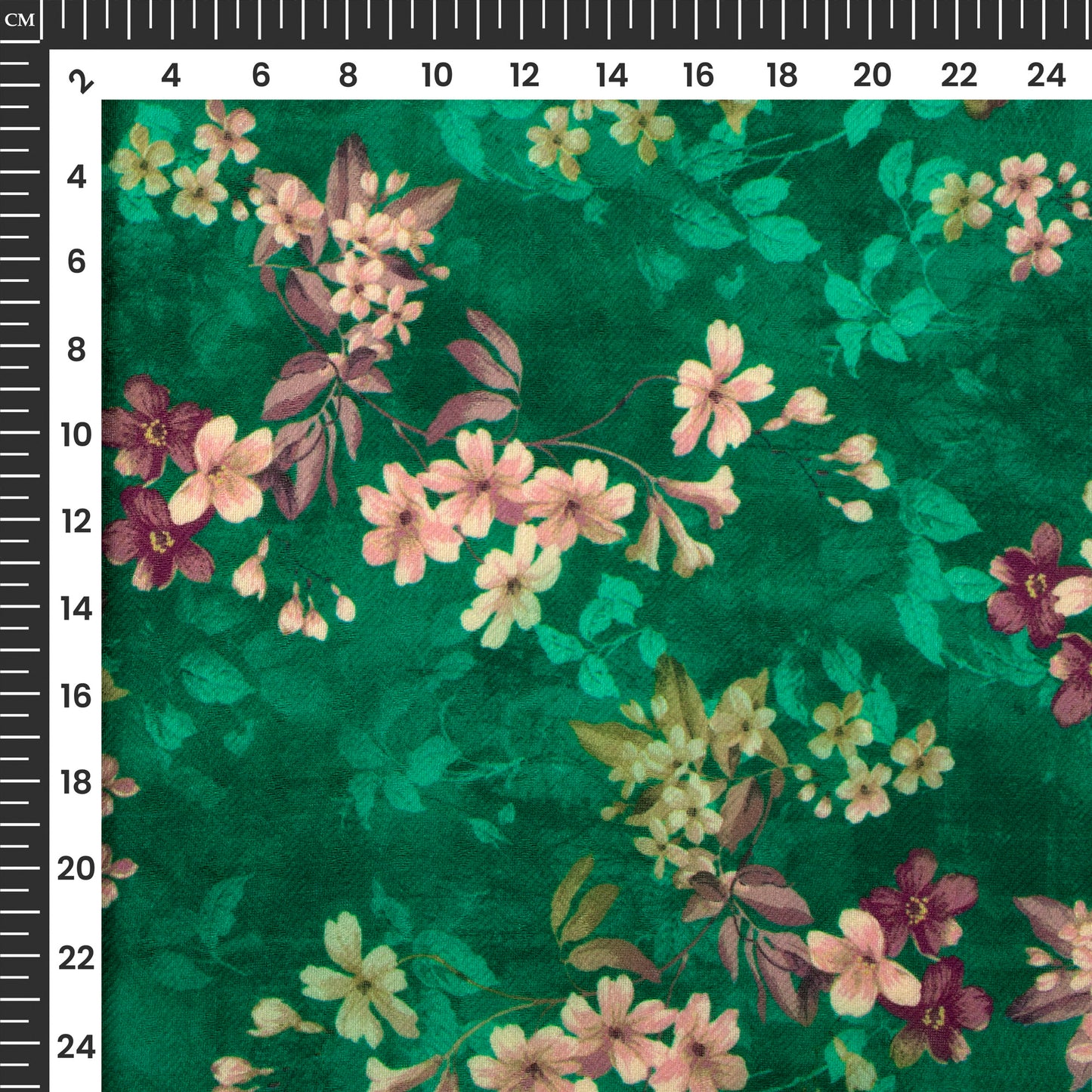 Dark Green Floral Digital Print Blend Pashmina Fabric