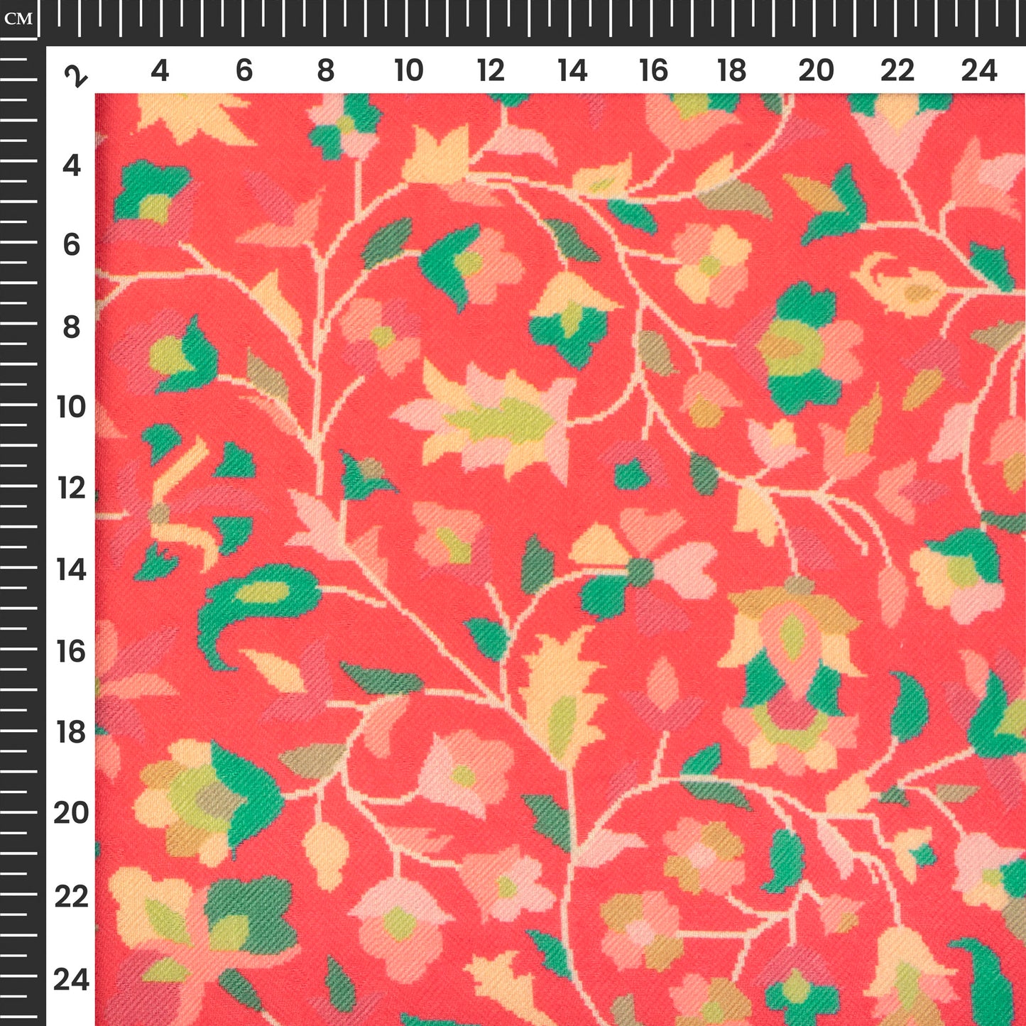 Rose Red Floral Digital Print Blend Pashmina Fabric
