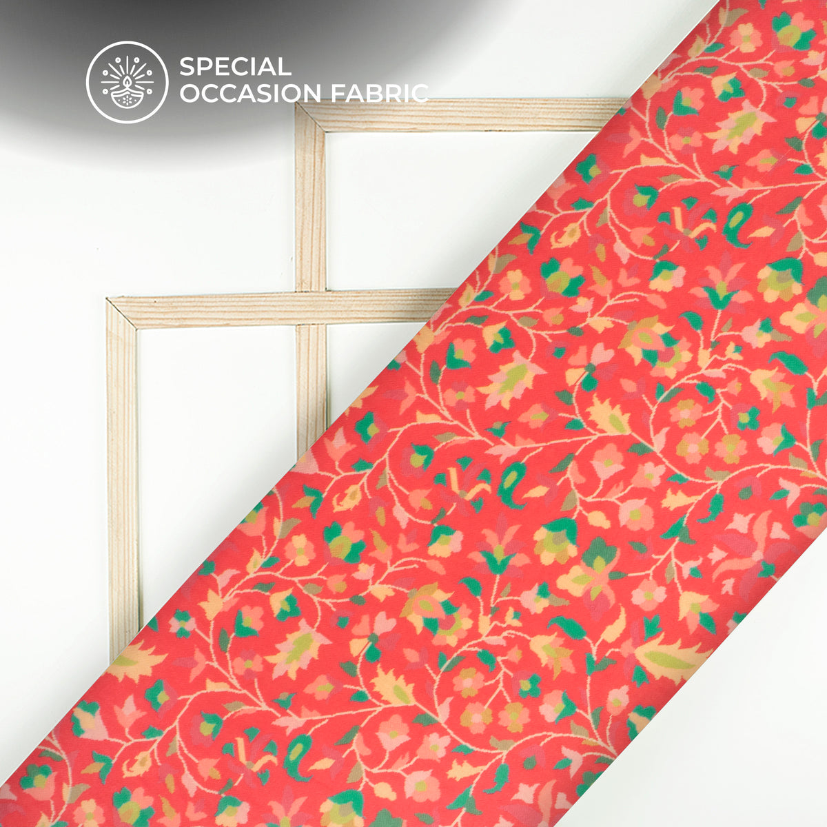 Rose Red Floral Digital Print Blend Pashmina Fabric