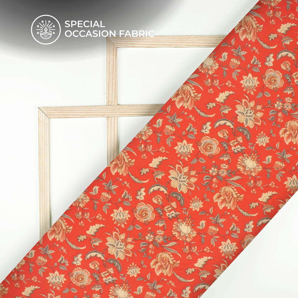 Candy Red Floral Digital Print Blend Pashmina Fabric