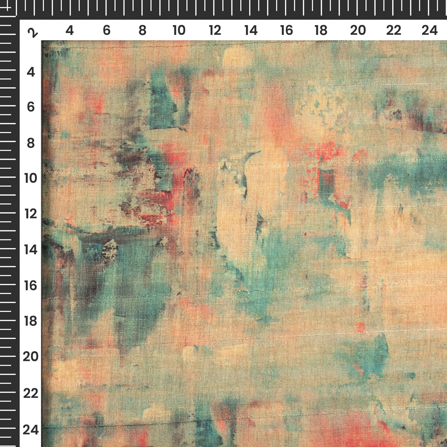 Cerulean Blue Abstract Digital Print Art Tusser Silk Fabric