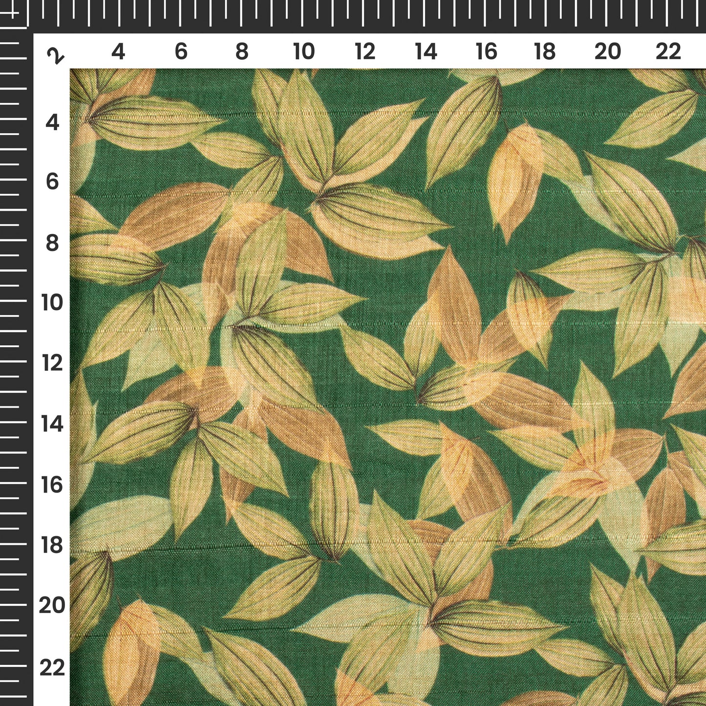 Pine Green Leaf Digital Print Art Tusser Silk Fabric