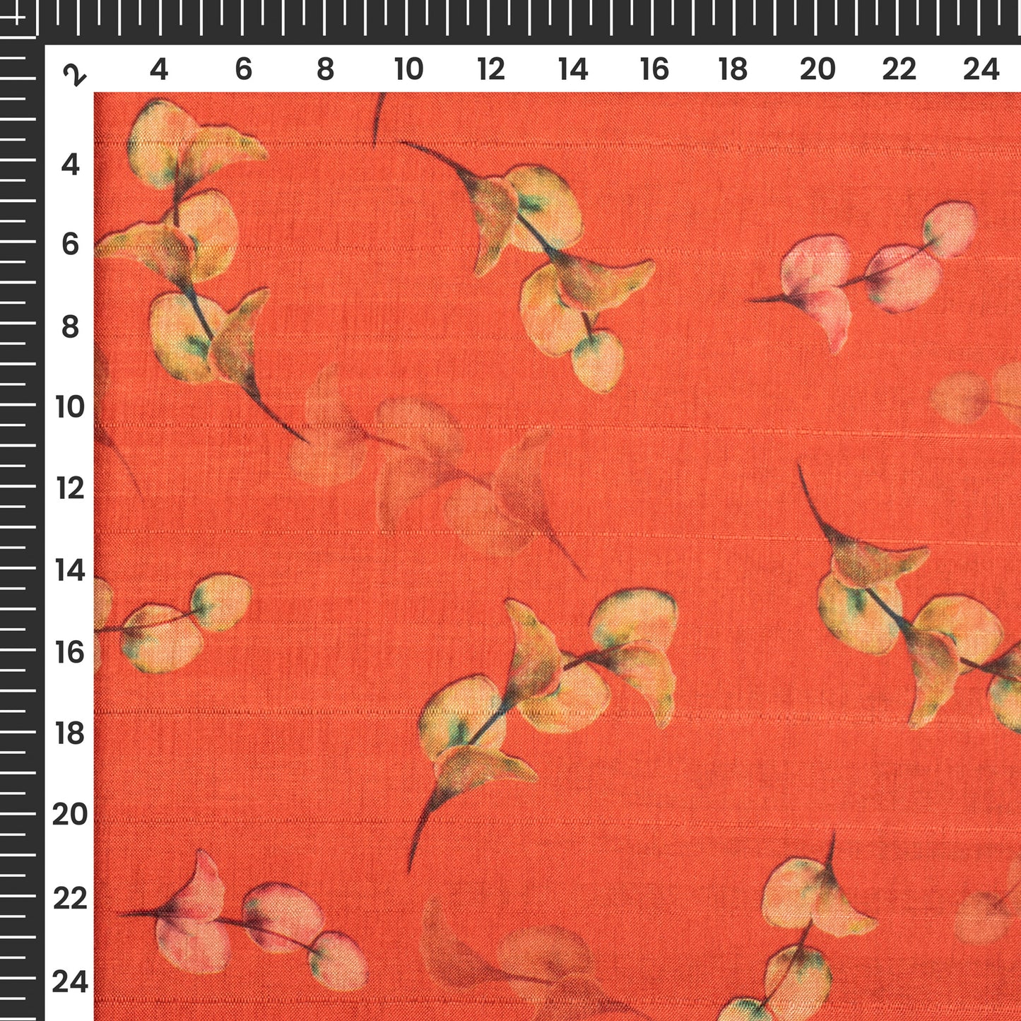 Crimson Red Leaf Digital Print Art Tusser Silk Fabric