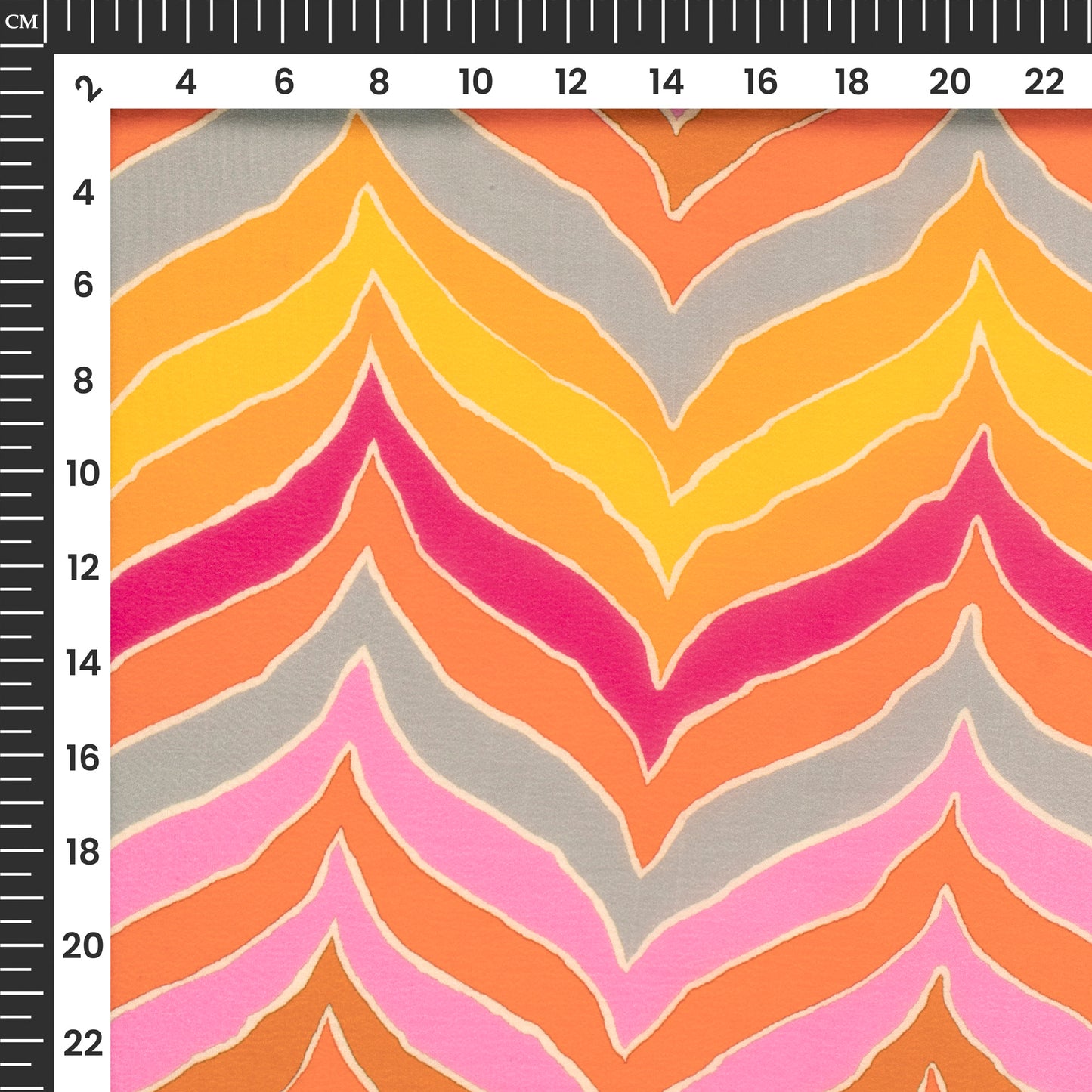 Multi-Color Chevron Pattern Digital Print Viscose Natural Crepe Fabric