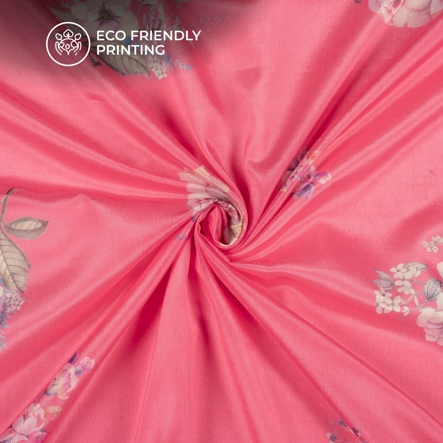 Fuscia Pink Floral Digital Print Poly Chinnon Chiffon Fabric