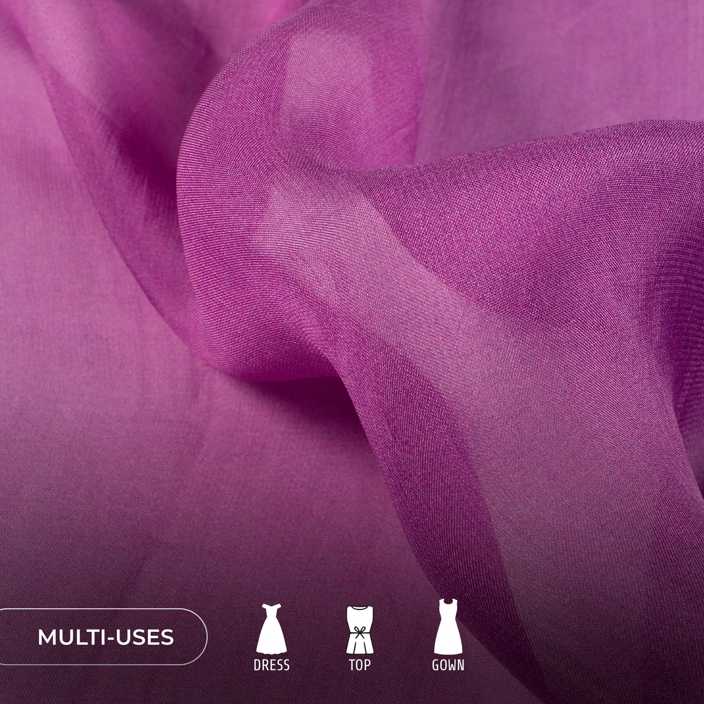 Puple Ombre Pattern Digital Print Pure Organza Fabric