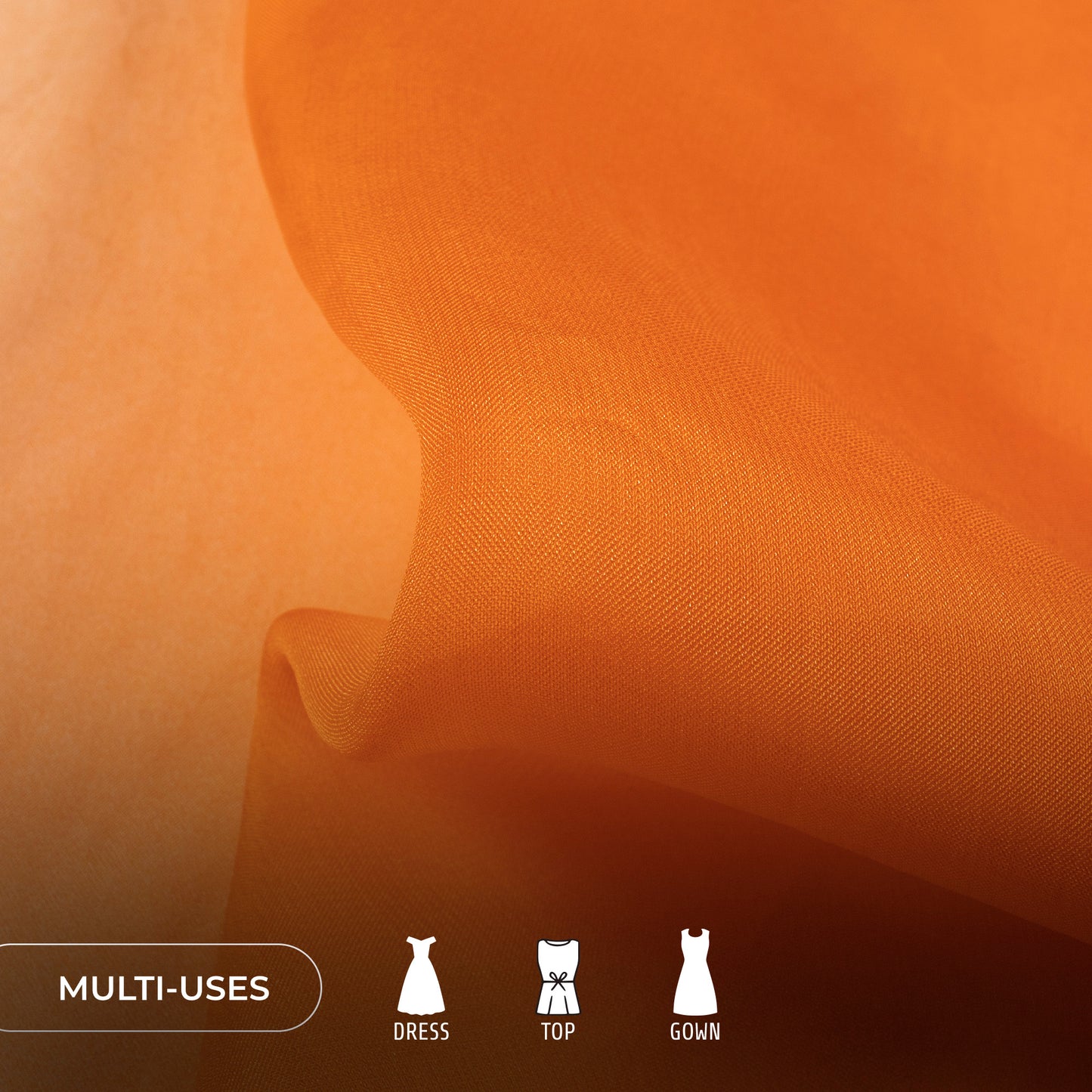 Orange Ombre Pattern Digital Print Pure Organza Fabric