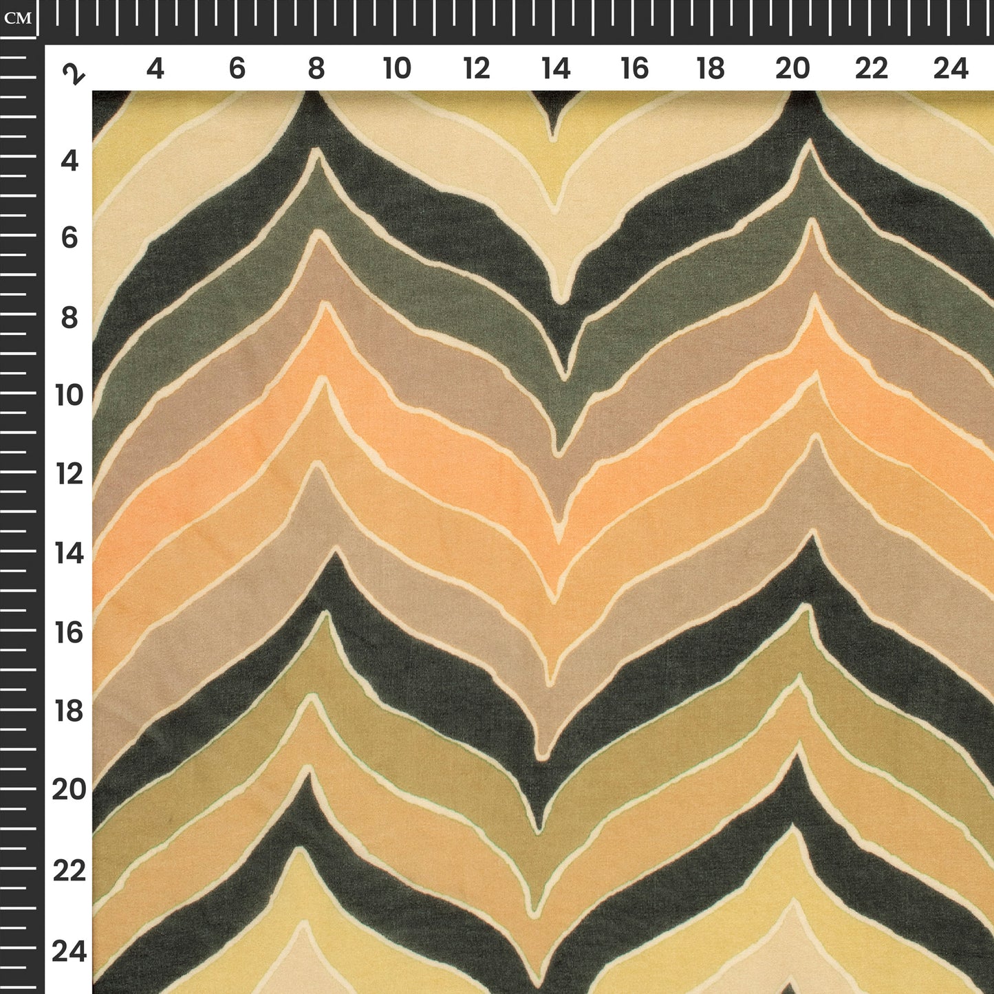 Black Chevron Digital Print Pure Georgette Fabric