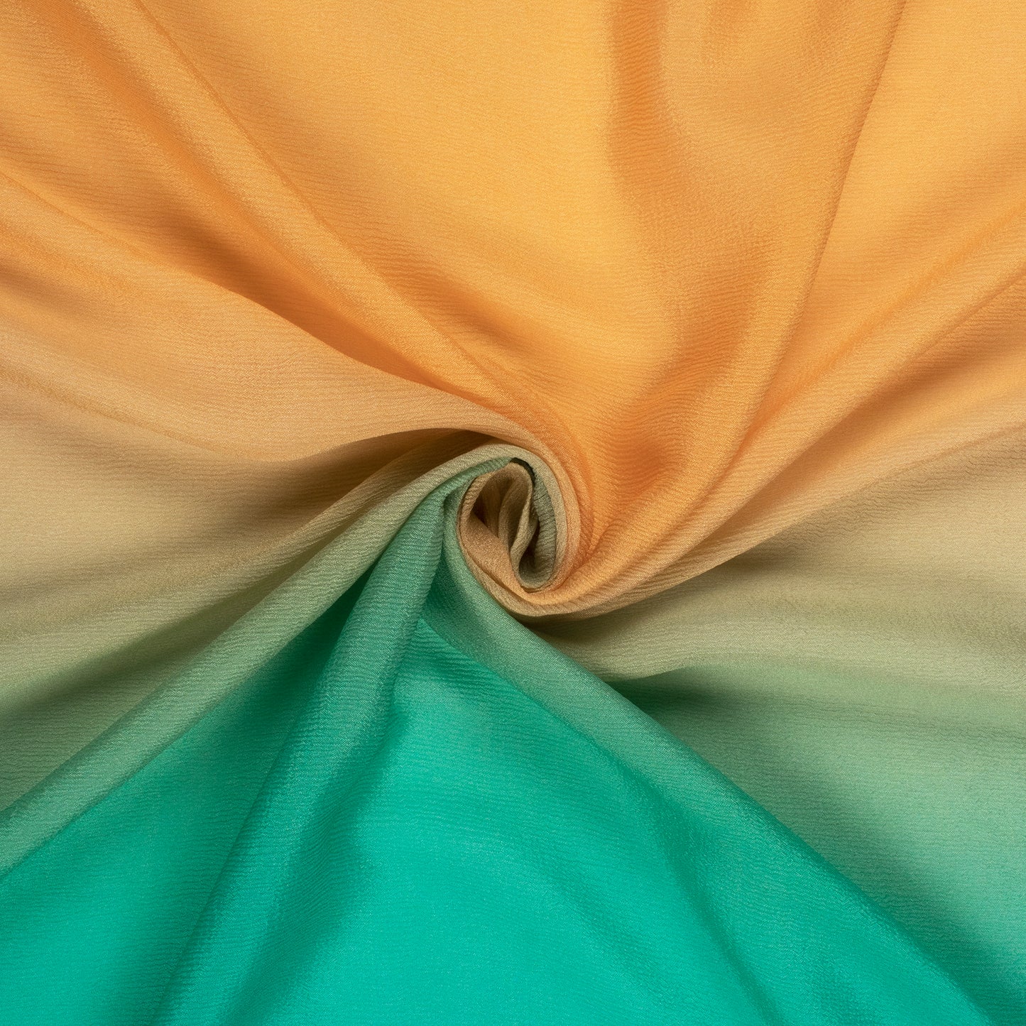 Teal Blue Ombre Digital Print Viscose Chinnon Chiffon Fabric