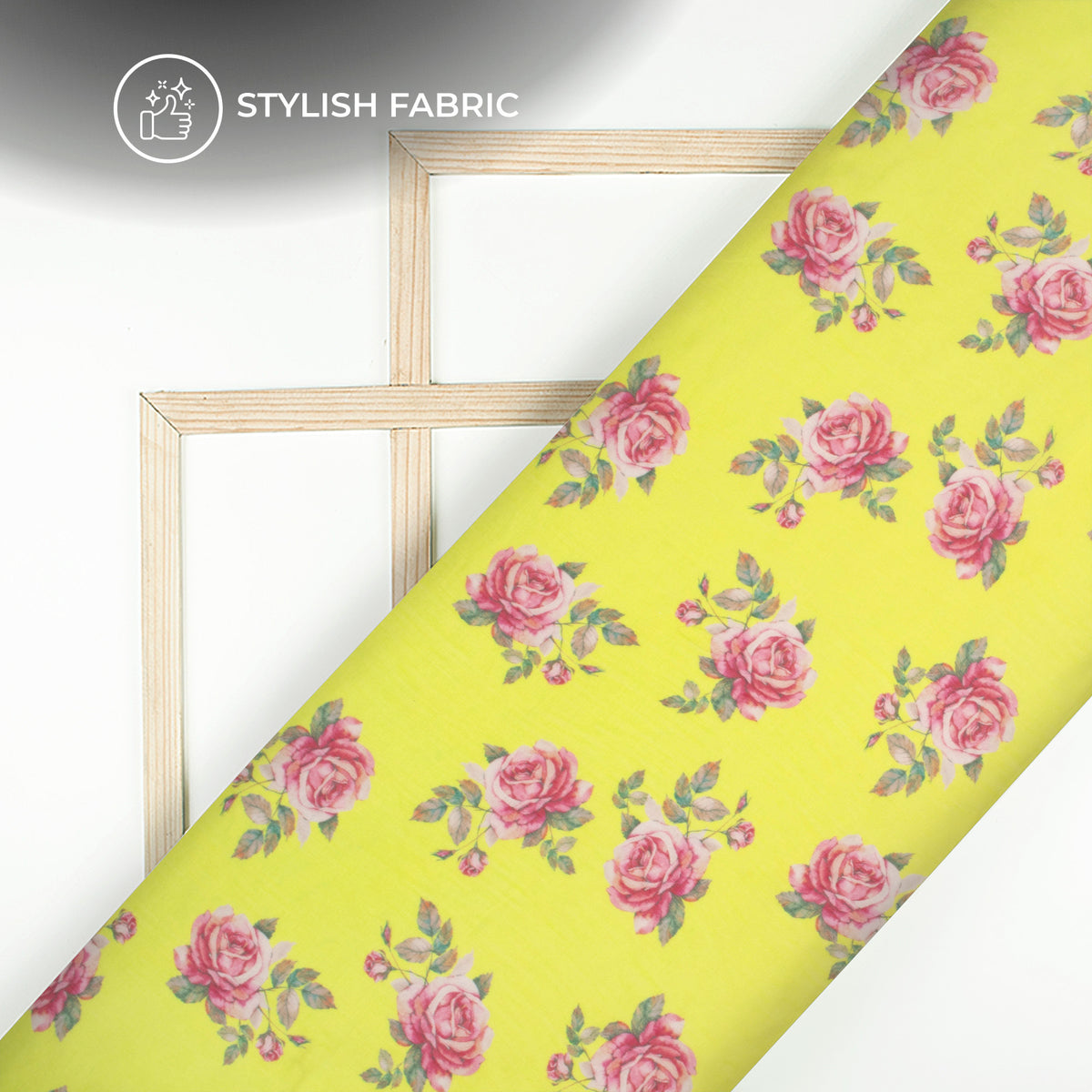 Lemon Yellow Floral Digital Print Bemberg Chiffon Fabric