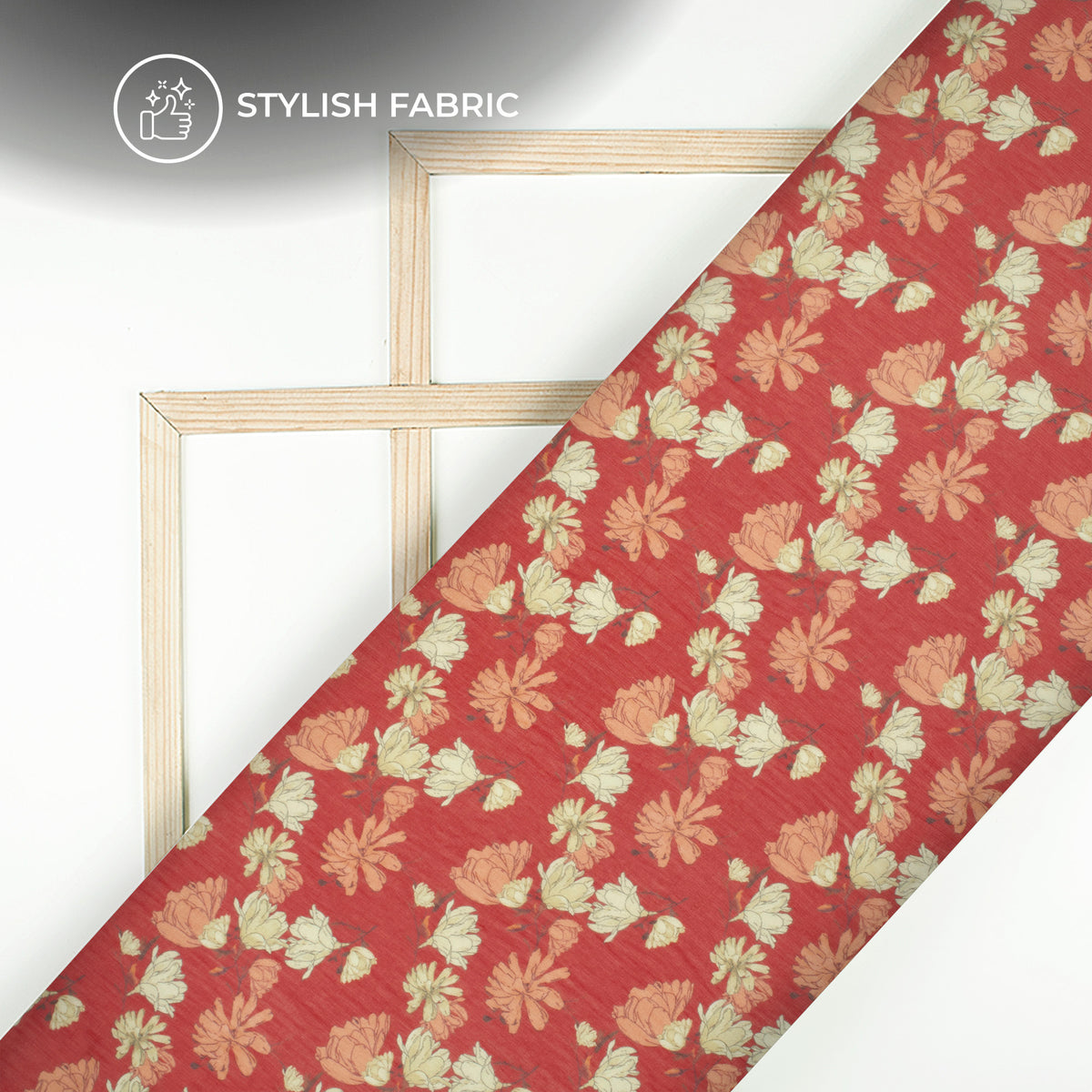 Red Floral Digital Print Bemberg Chiffon Fabric