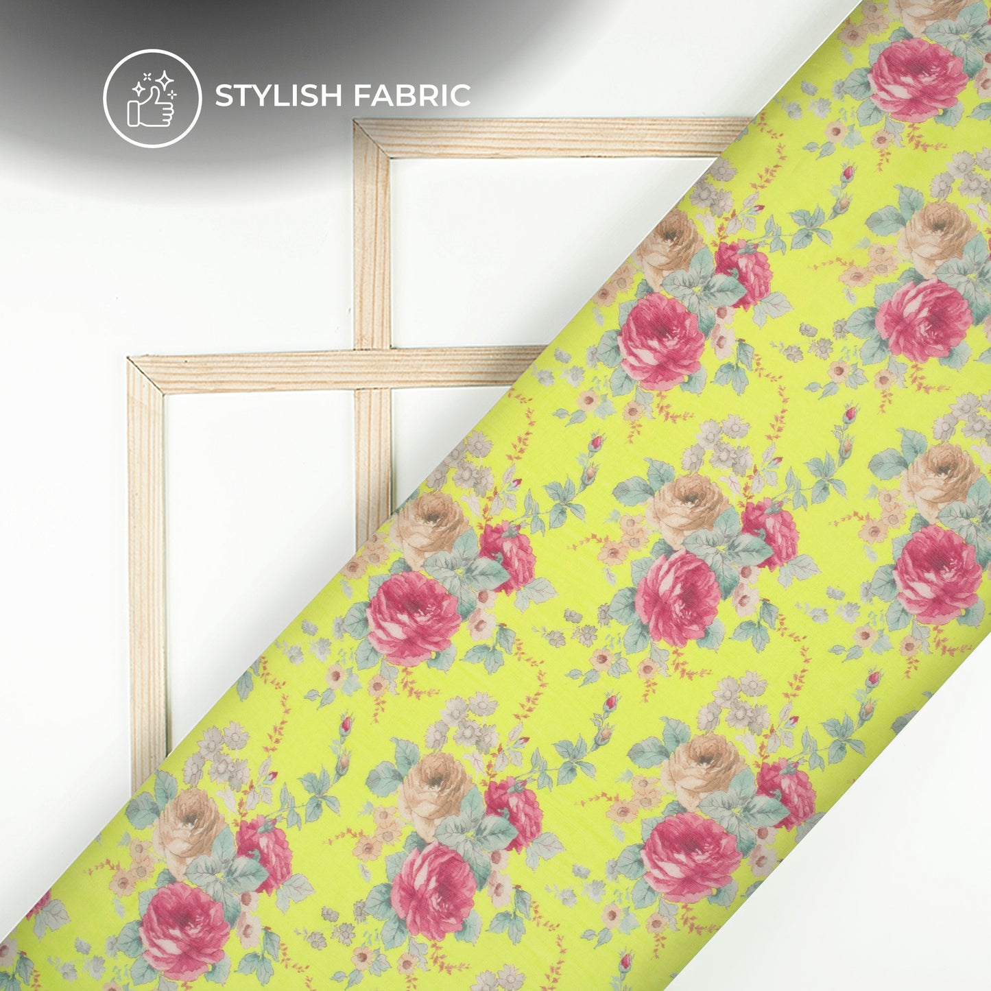 Yellow Green Digital Print Bemberg Chiffon Fabric