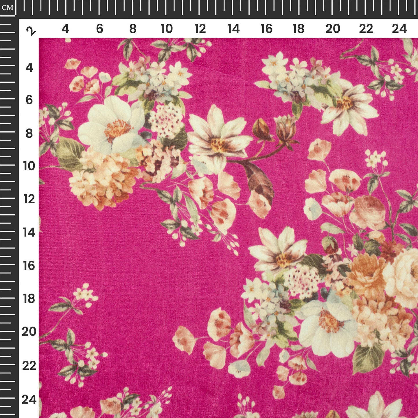 Pink Floral Digital Print Viscose Gaji Silk Fabric