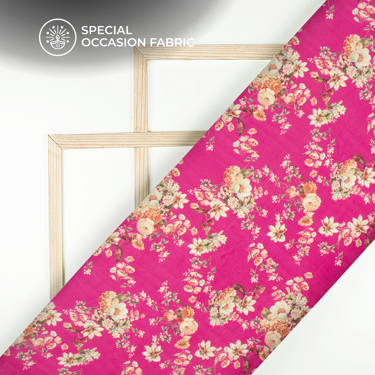 Pink Floral Digital Print Viscose Gaji Silk Fabric